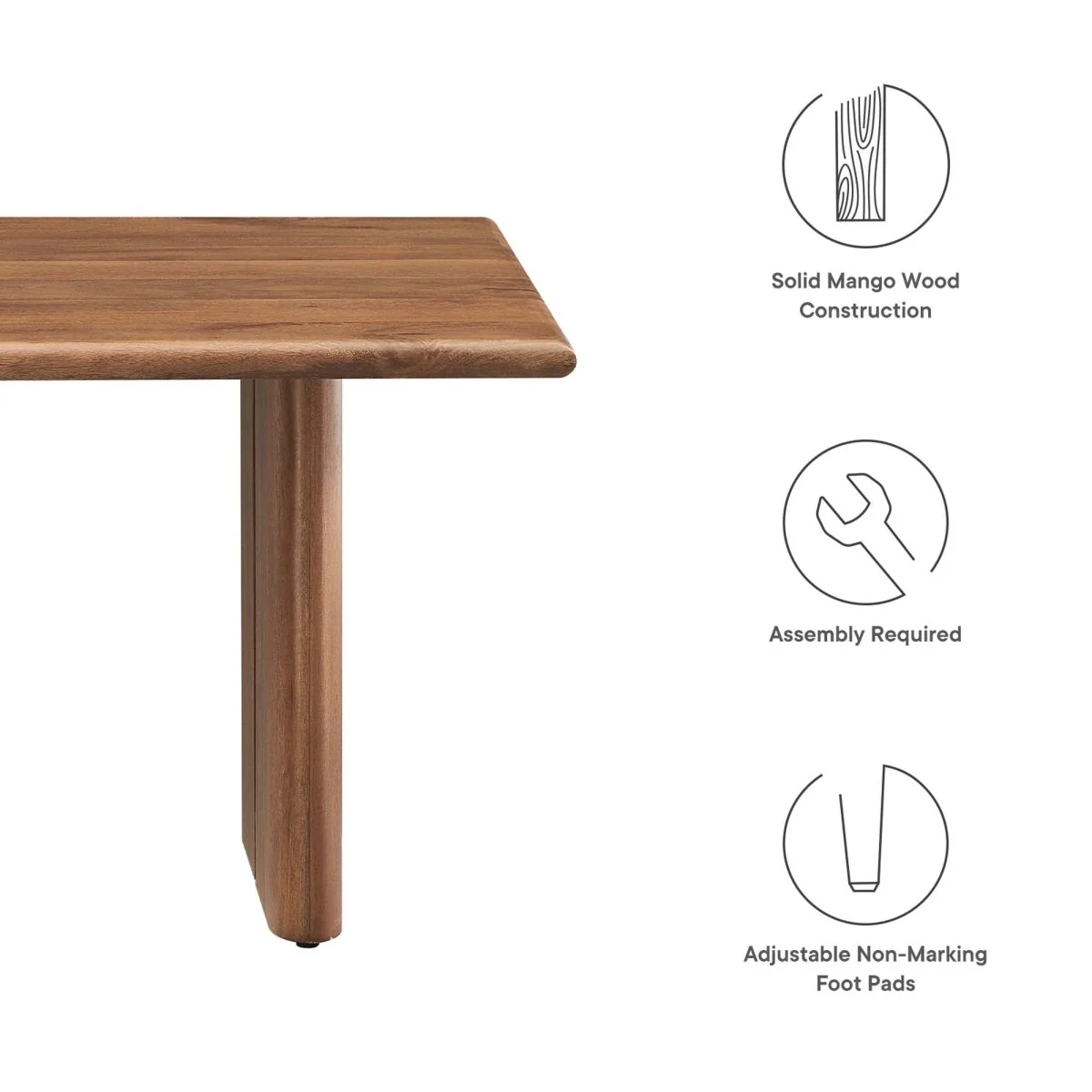 44 Inch Inviting Modern Farmhouse Mango Wood Coffee Table - Image 2