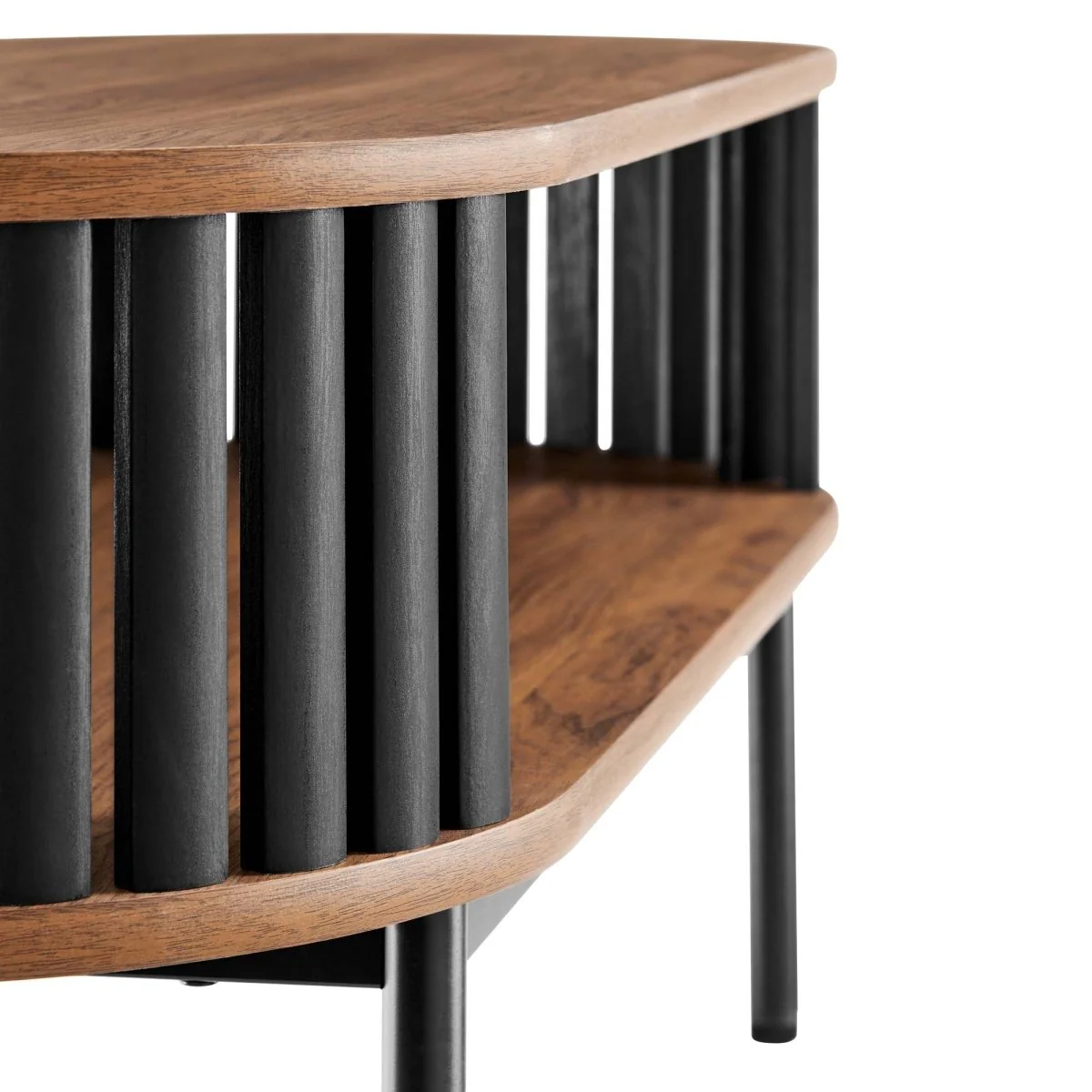 44 Inch Modern Oval Strip-Design Coffee Table - Image 11
