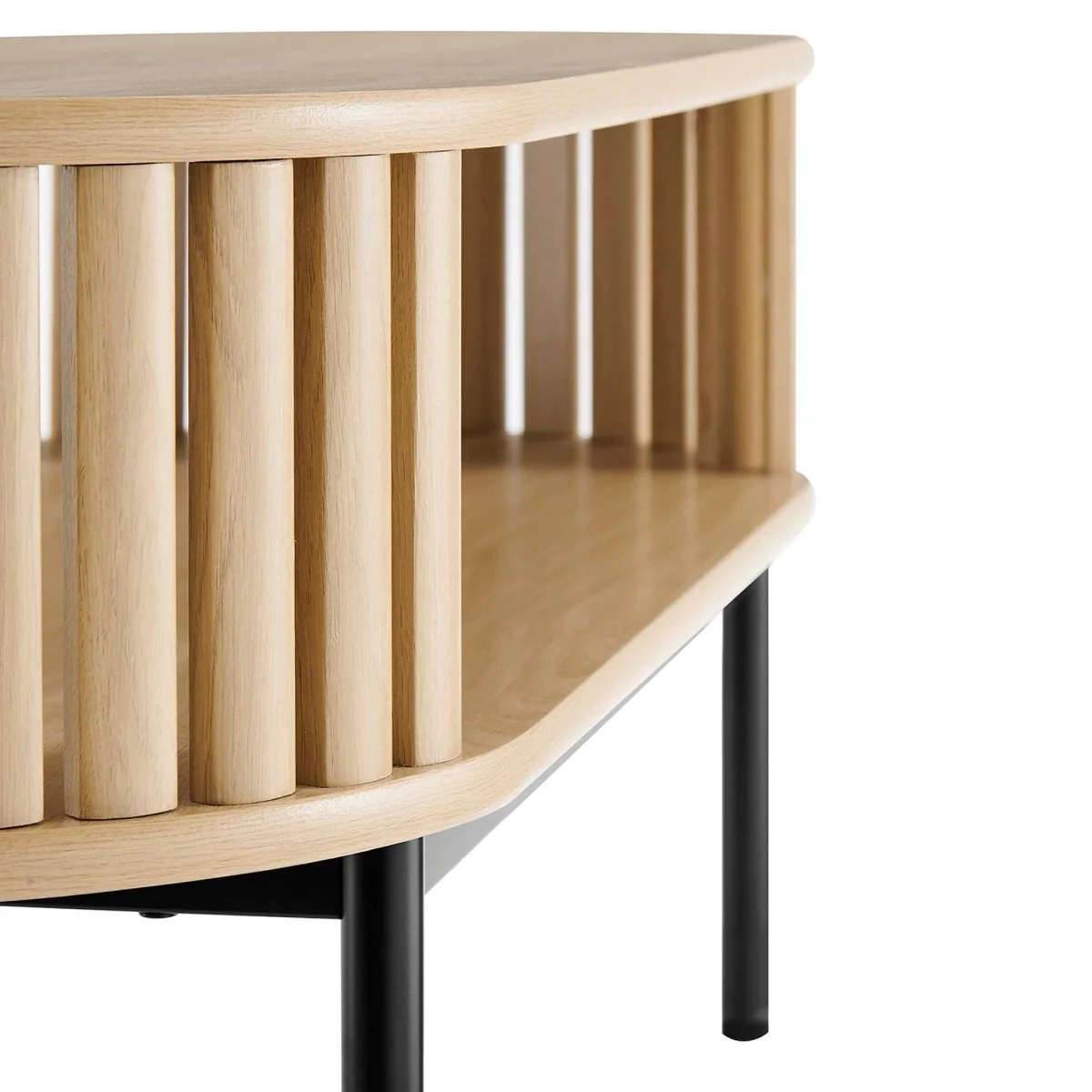 44 Inch Modern Oval Strip-Design Coffee Table - Image 5