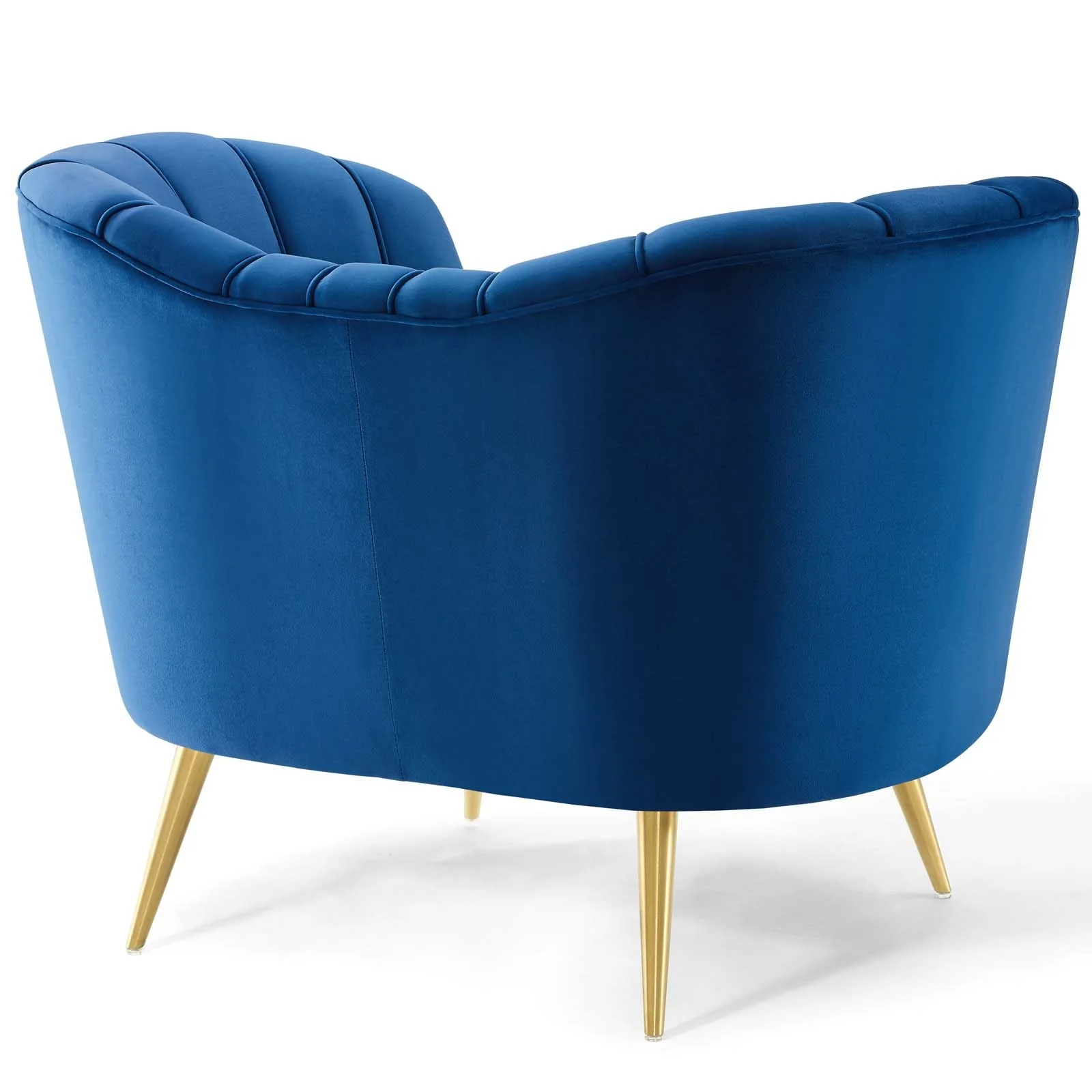 44 Inch Opportunity Performance Velvet Armchair with Vertical Channel Tufting and Gold Legs - Set of 2 - Image 3