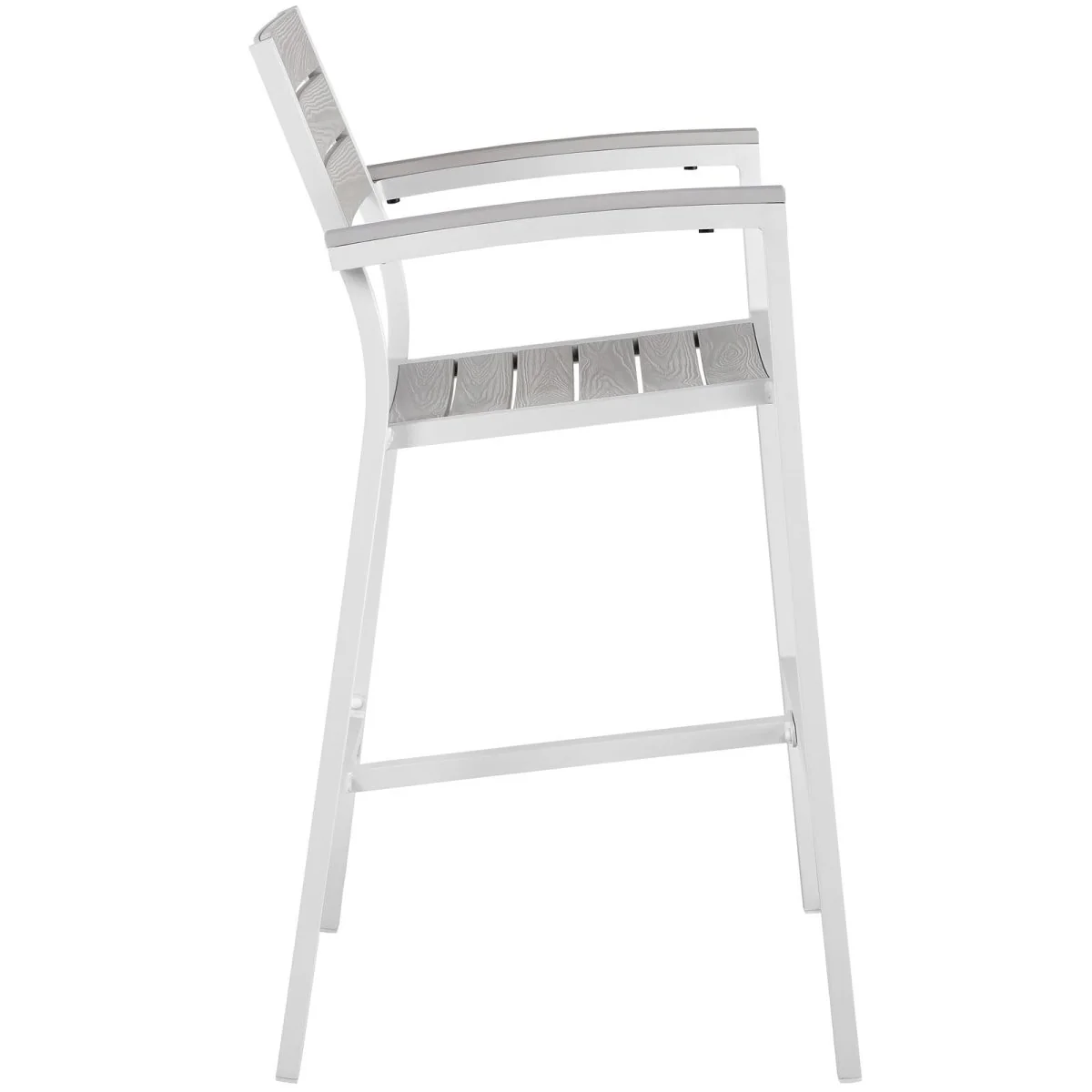 44" Outdoor Patio Bar Stool with Synthetic Wood Slats – All-Weather Durable Design - Image 2