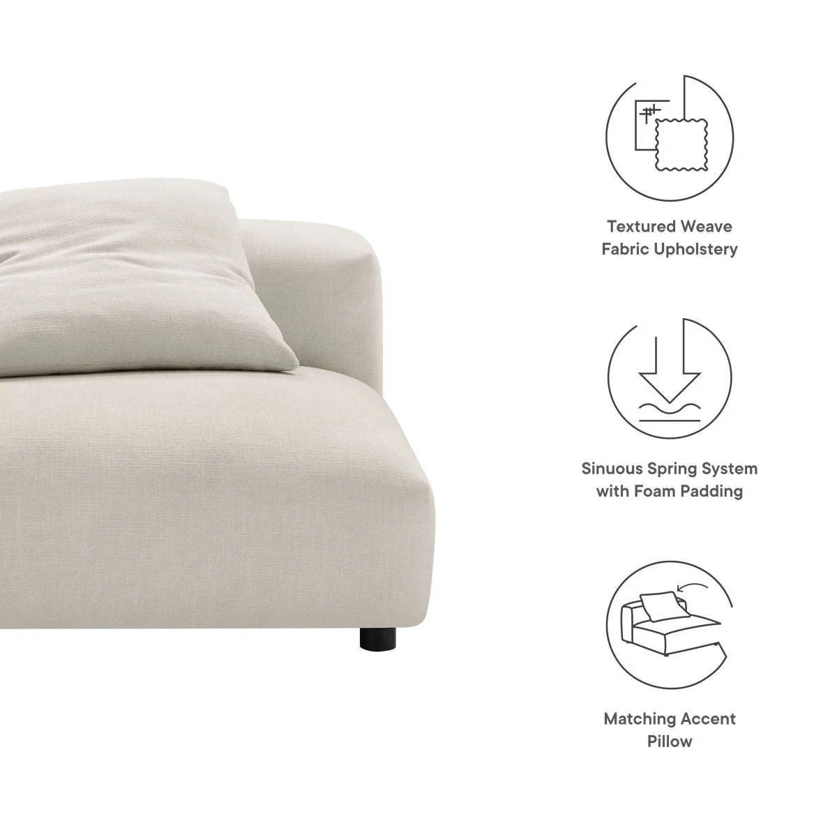 45 Inch Modular Textured Fabric Armless Lounge Chair - Image 8