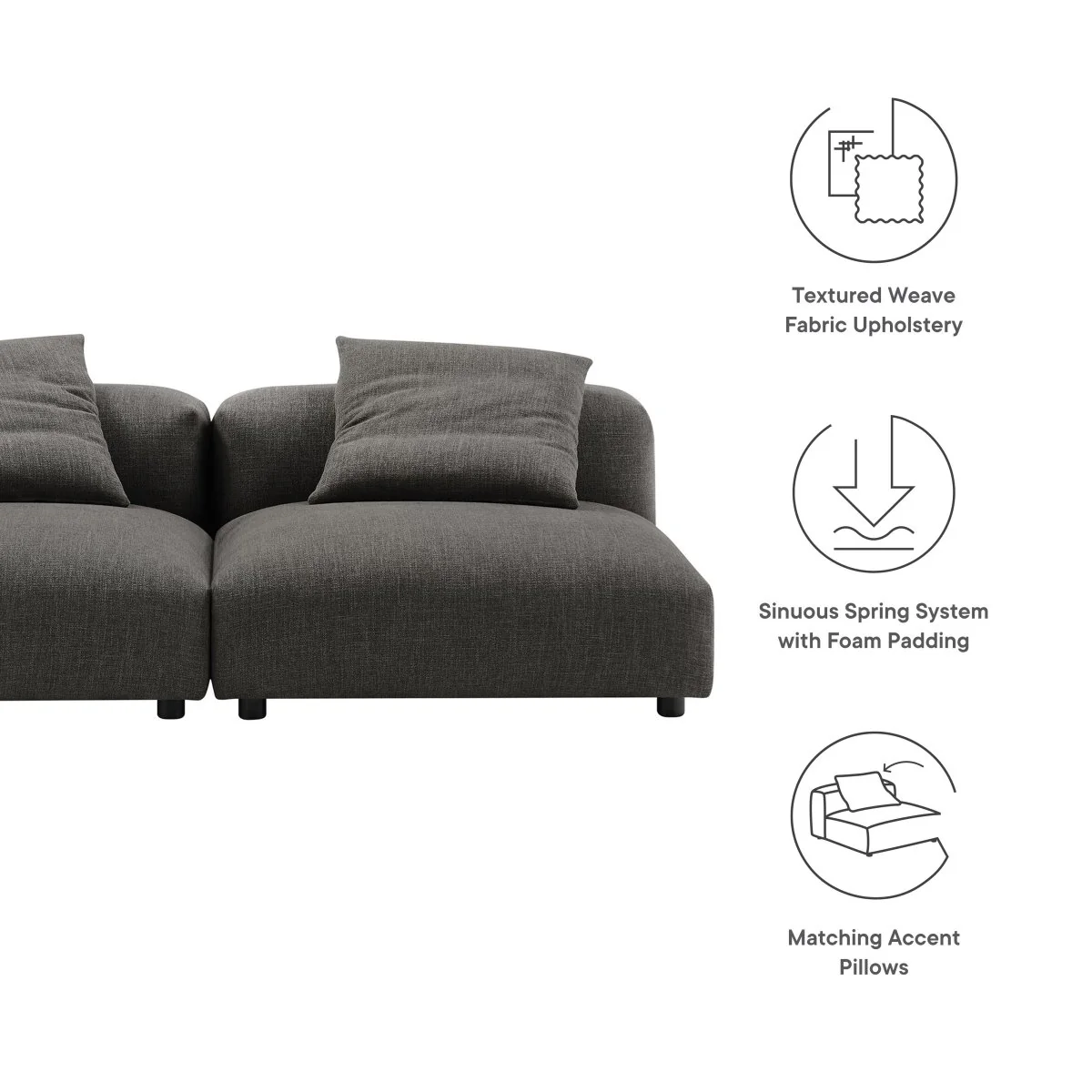 45 Inch Modular Upholstered Fabric Sofa - Image 2