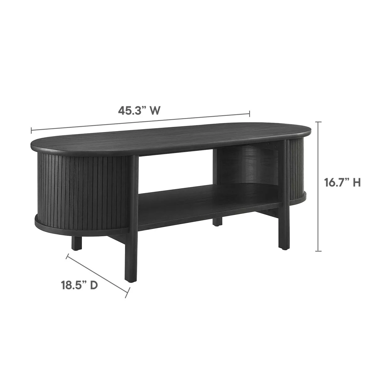 45 Inch Organic Fluted Oval Coffee Table - Image 17