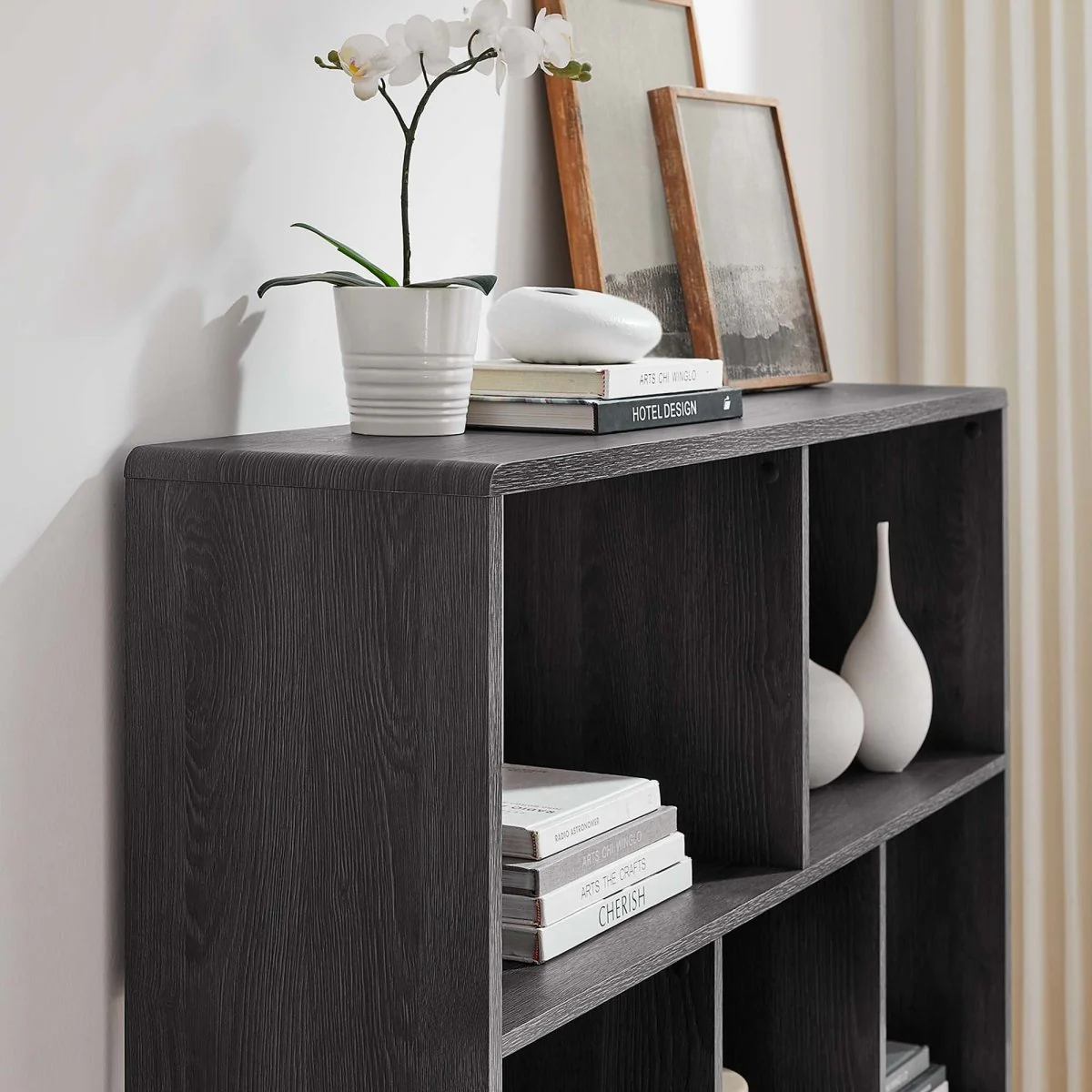 45 Inch Transmit Wood Grain Bookcase with 7 Open Shelves - Image 12