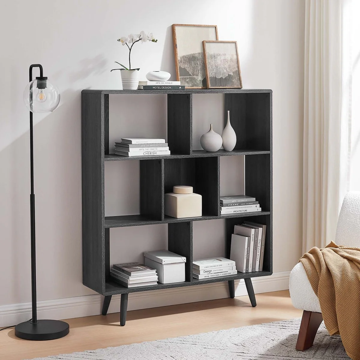 45 Inch Transmit Wood Grain Bookcase with 7 Open Shelves - Image 16