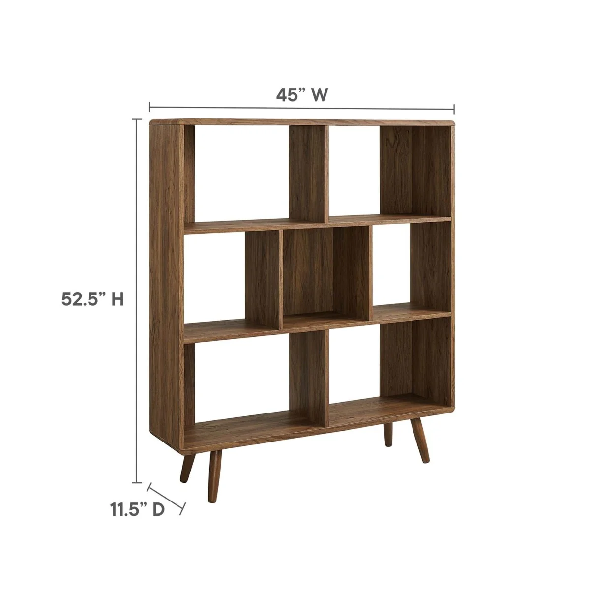 45 Inch Transmit Wood Grain Bookcase with 7 Open Shelves - Image 3