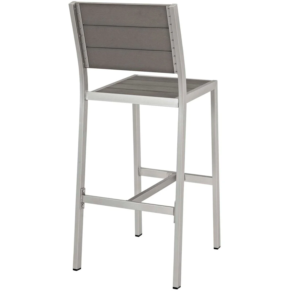 45" Outdoor Aluminum Armless Bar Stool Set of 2 – Silver Gray - Image 4