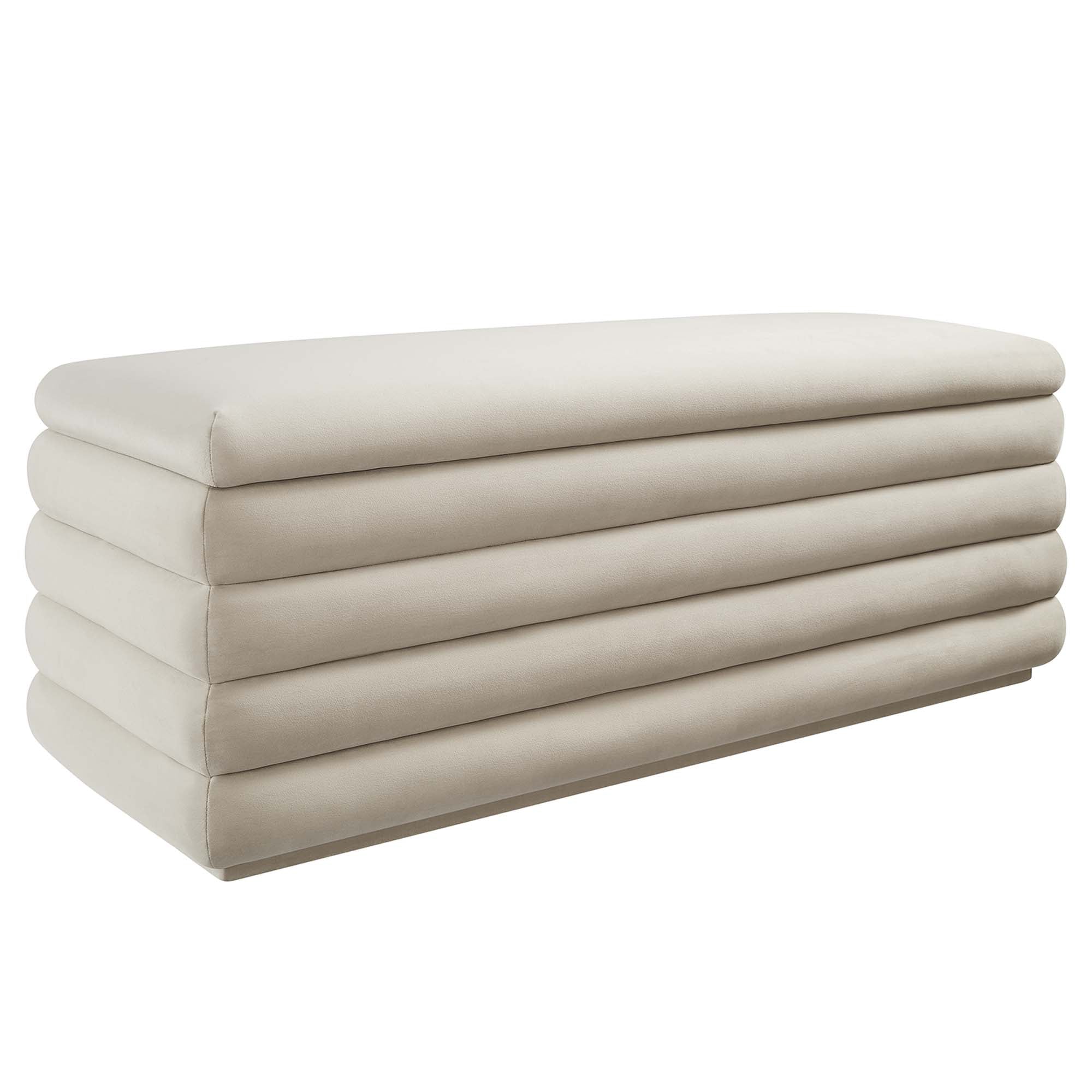 46 Inch Performance Velvet Storage Bench with Vertical Channel Tufting - Image 7