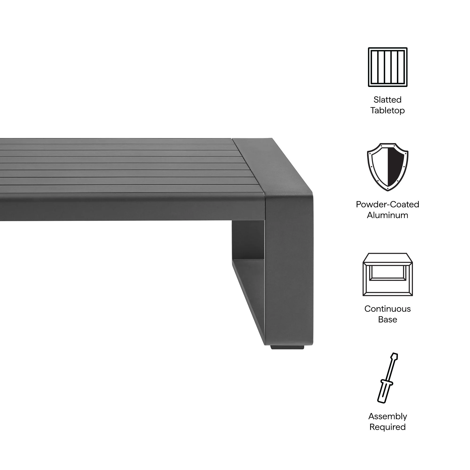47" Gray Aluminum Outdoor Patio Coffee Table - Image 2