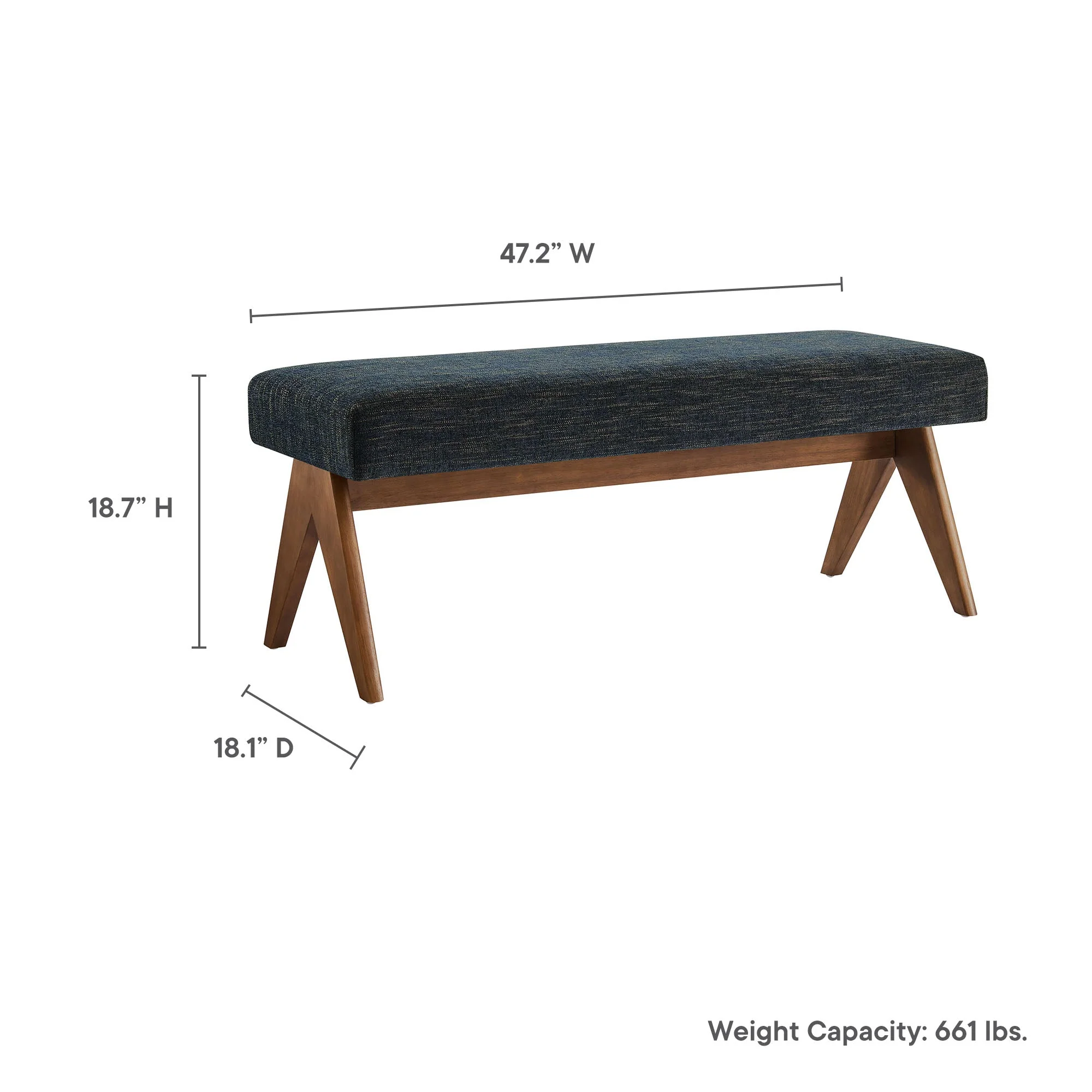47 Inch Boucle Upholstered Accent Bench with Splayed Rubberwood Legs - Image 17