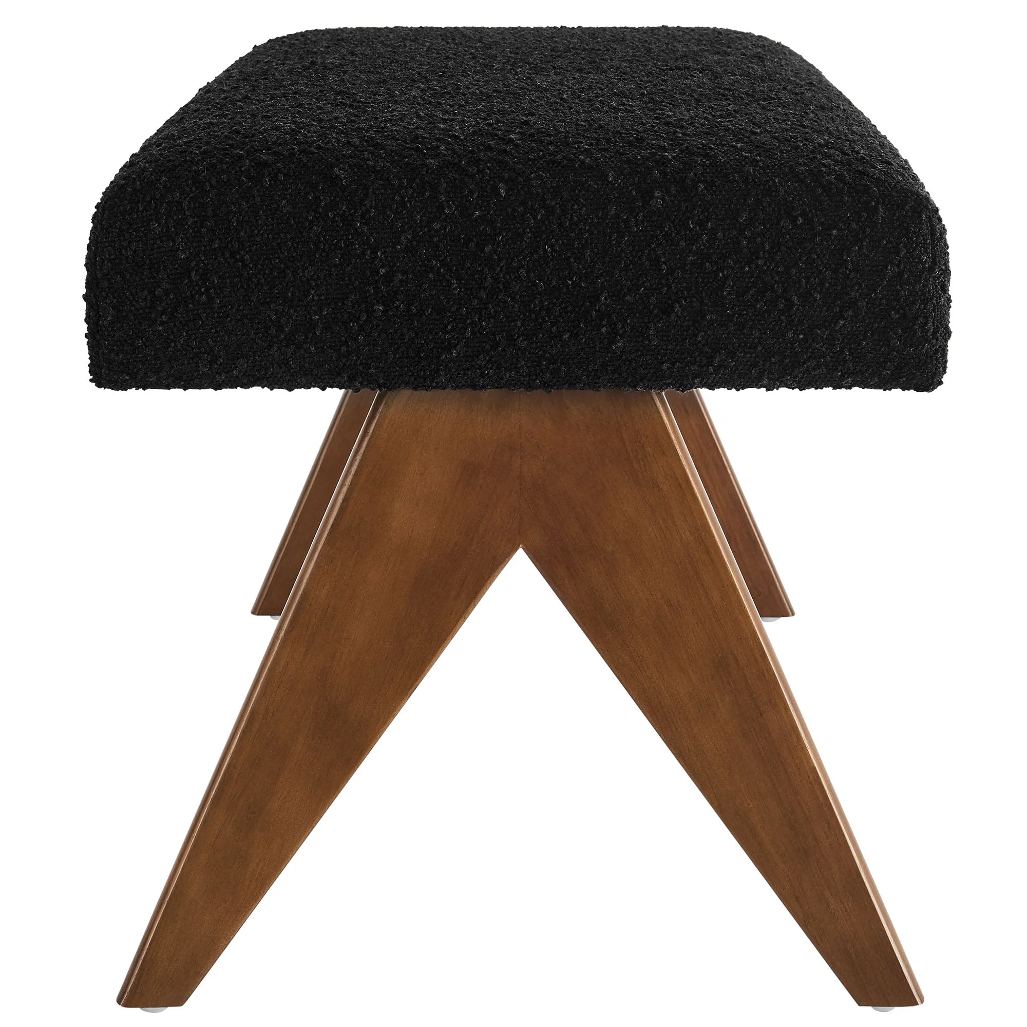 47 Inch Boucle Upholstered Accent Bench with Splayed Rubberwood Legs - Image 41