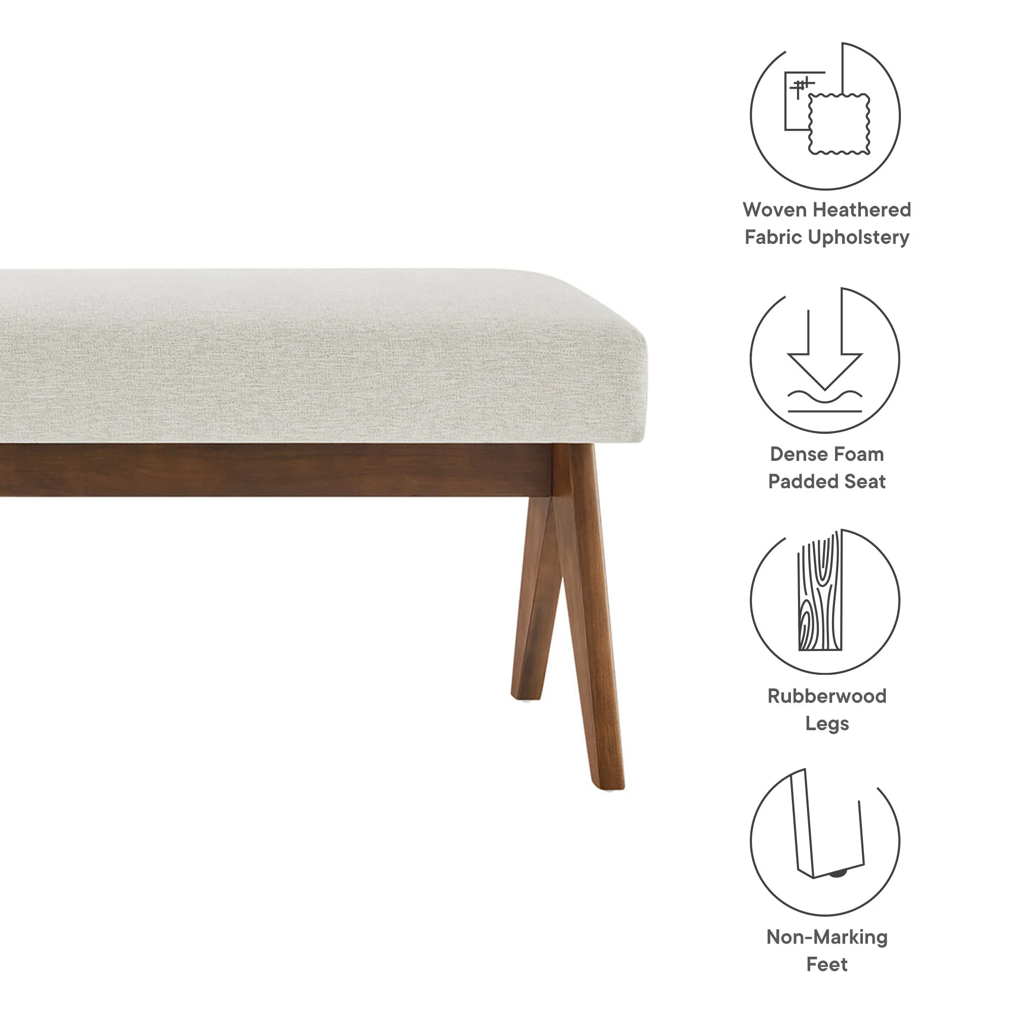 47 Inch Boucle Upholstered Accent Bench with Splayed Rubberwood Legs - Image 65