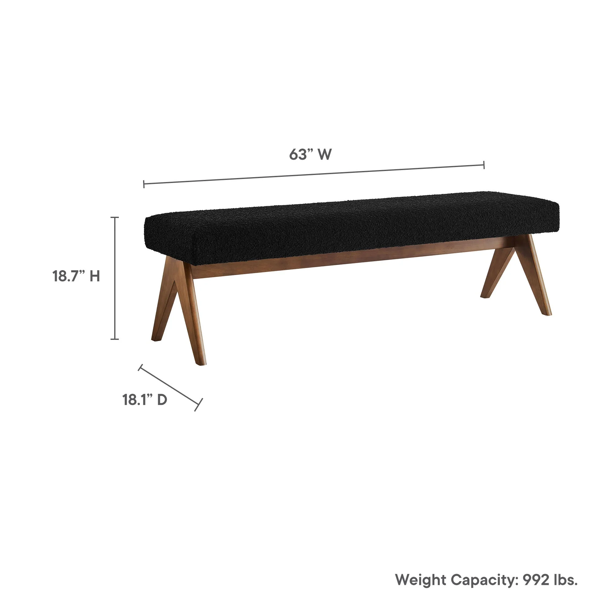 47 Inch Boucle Upholstered Accent Bench with Splayed Rubberwood Legs - Image 80