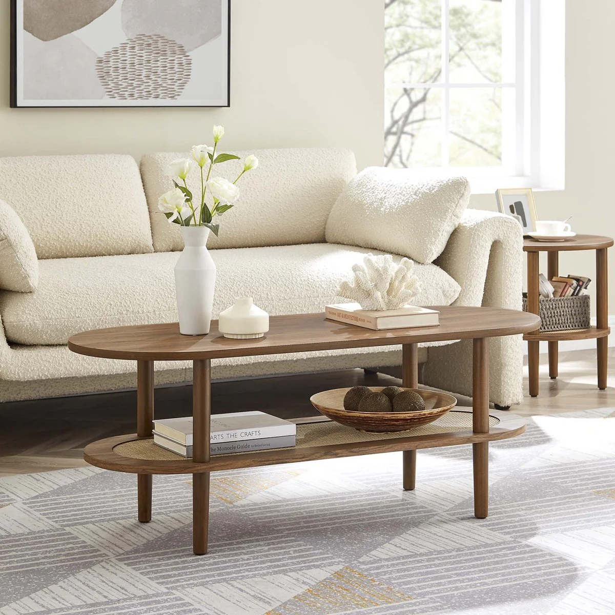 47 Inch Harmonious Two-Tier Oval Coffee Table - Image 12