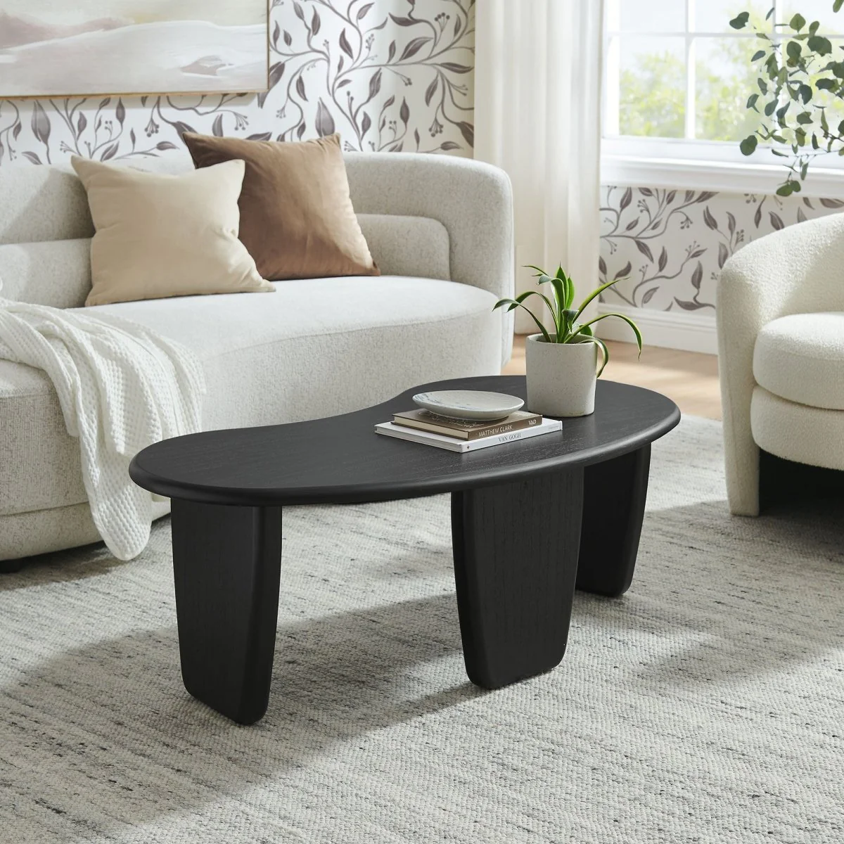 47 Inch Mid-Century Kidney-Shaped Coffee Table - Image 14