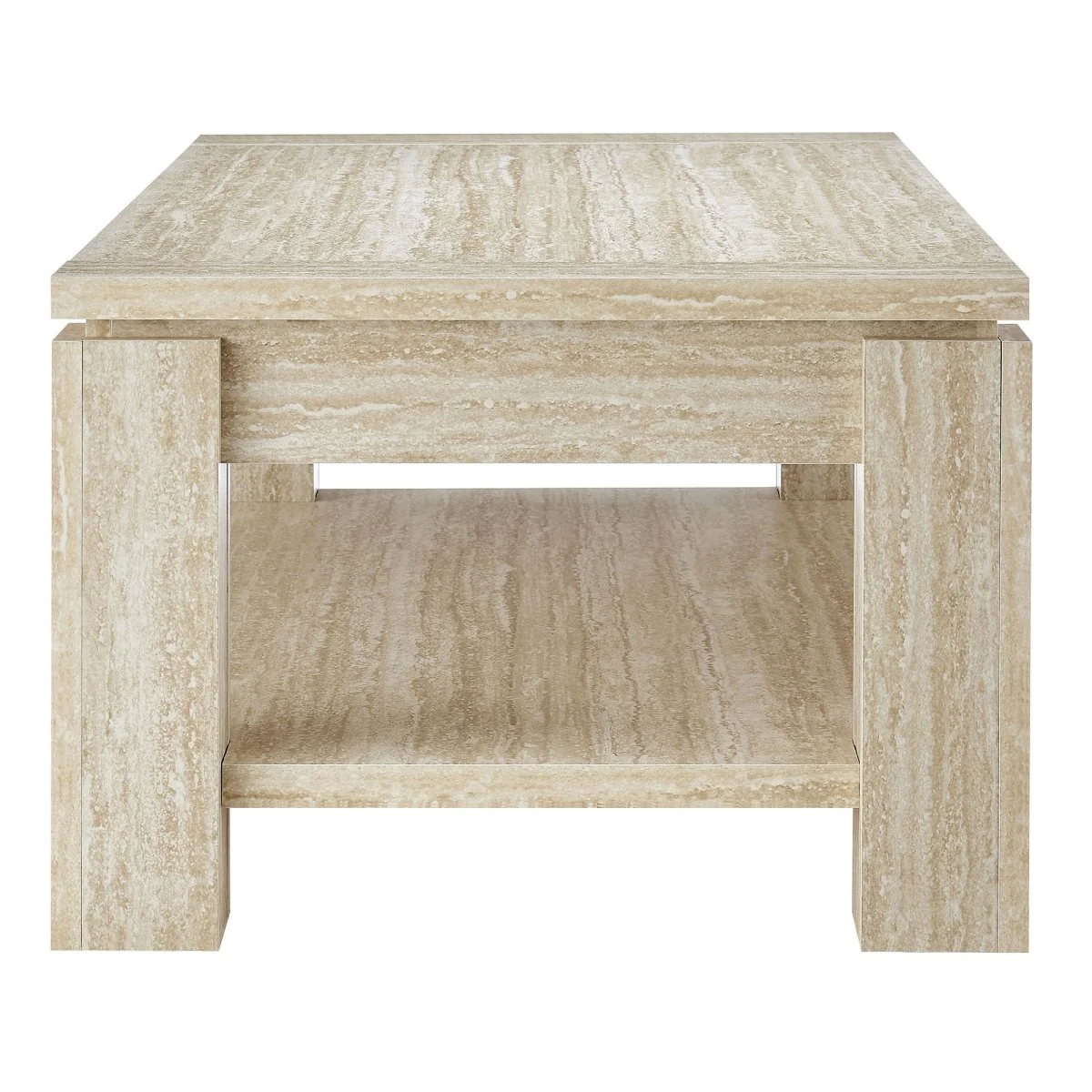 47 Inch Rectangular Faux Travertine Coffee Table with Open Storage - Image 5