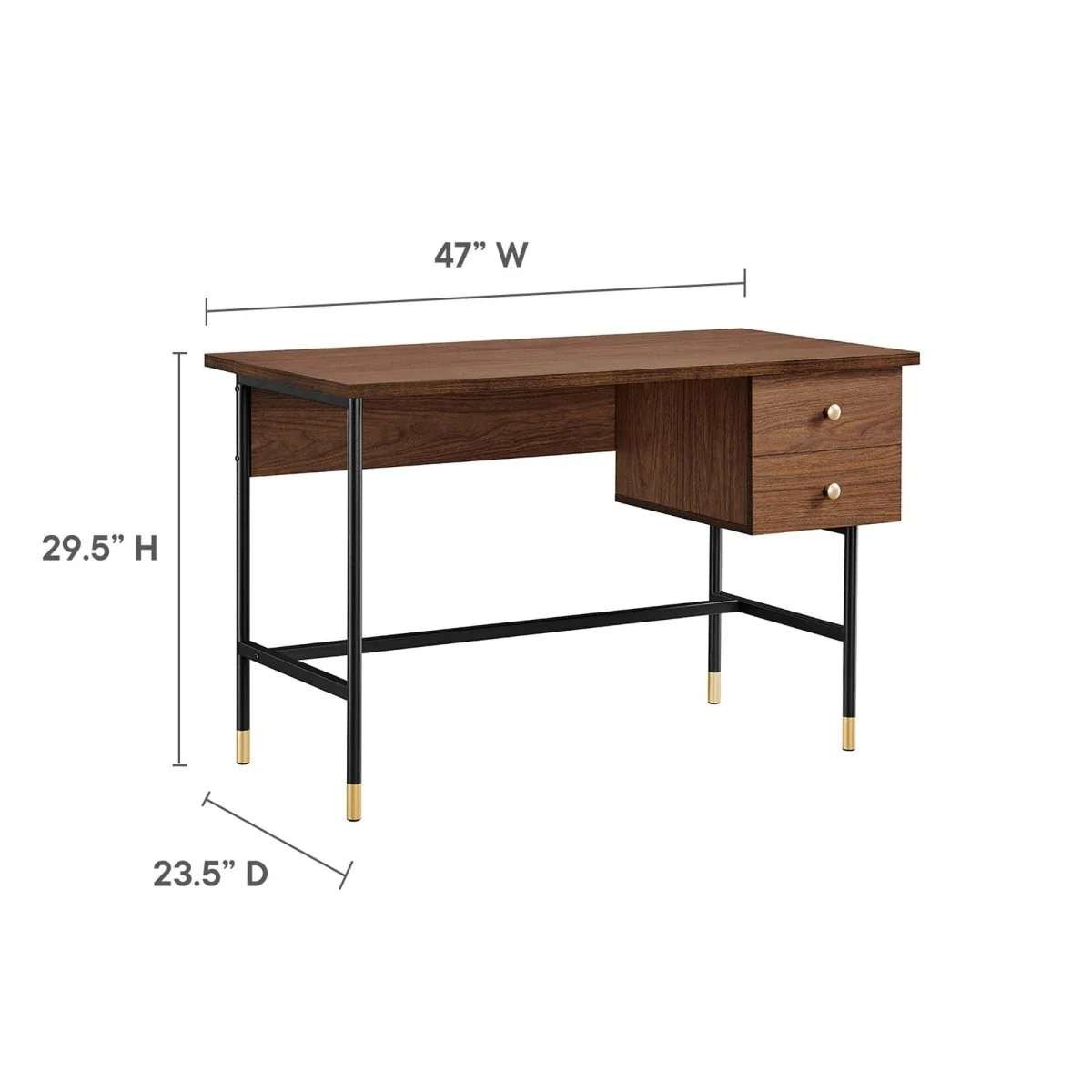 47" Modern Office Desk with Gold Accents — Sleek Contemporary Workstation for Home Office - Image 3