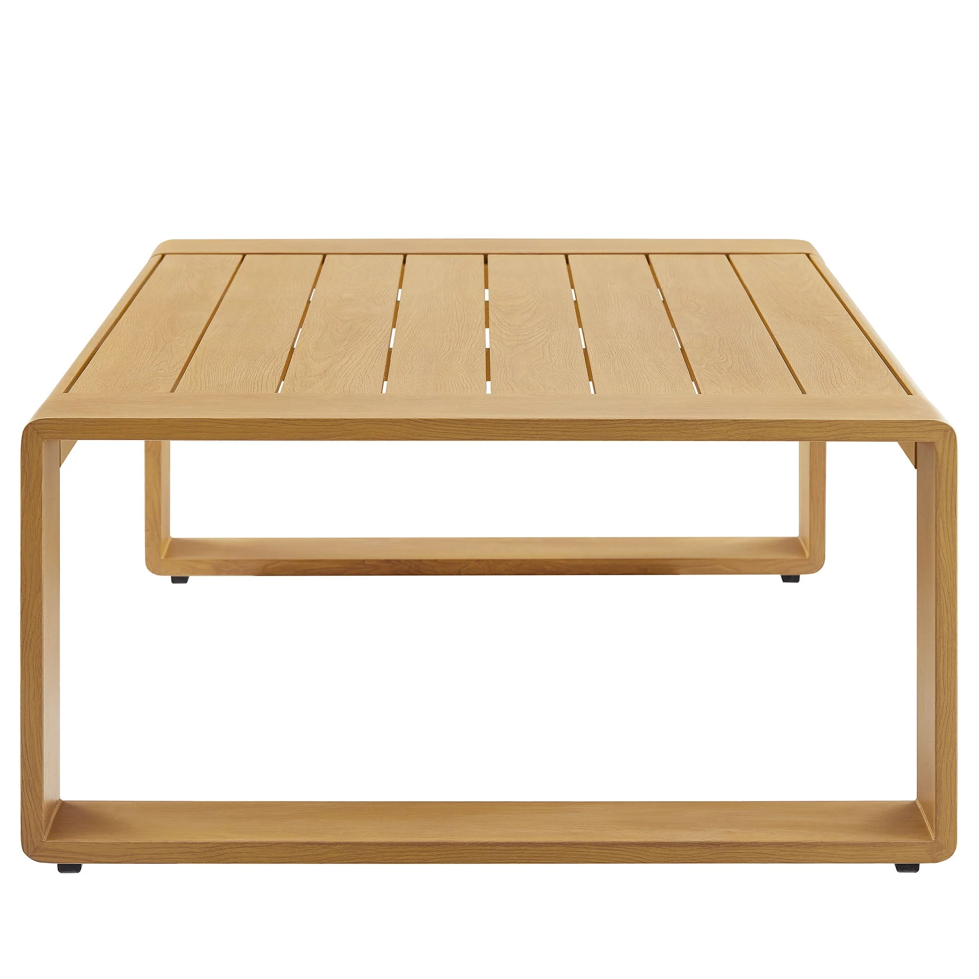 47" Natural Aluminum Faux Wood Outdoor Patio Coffee Table - Image 5