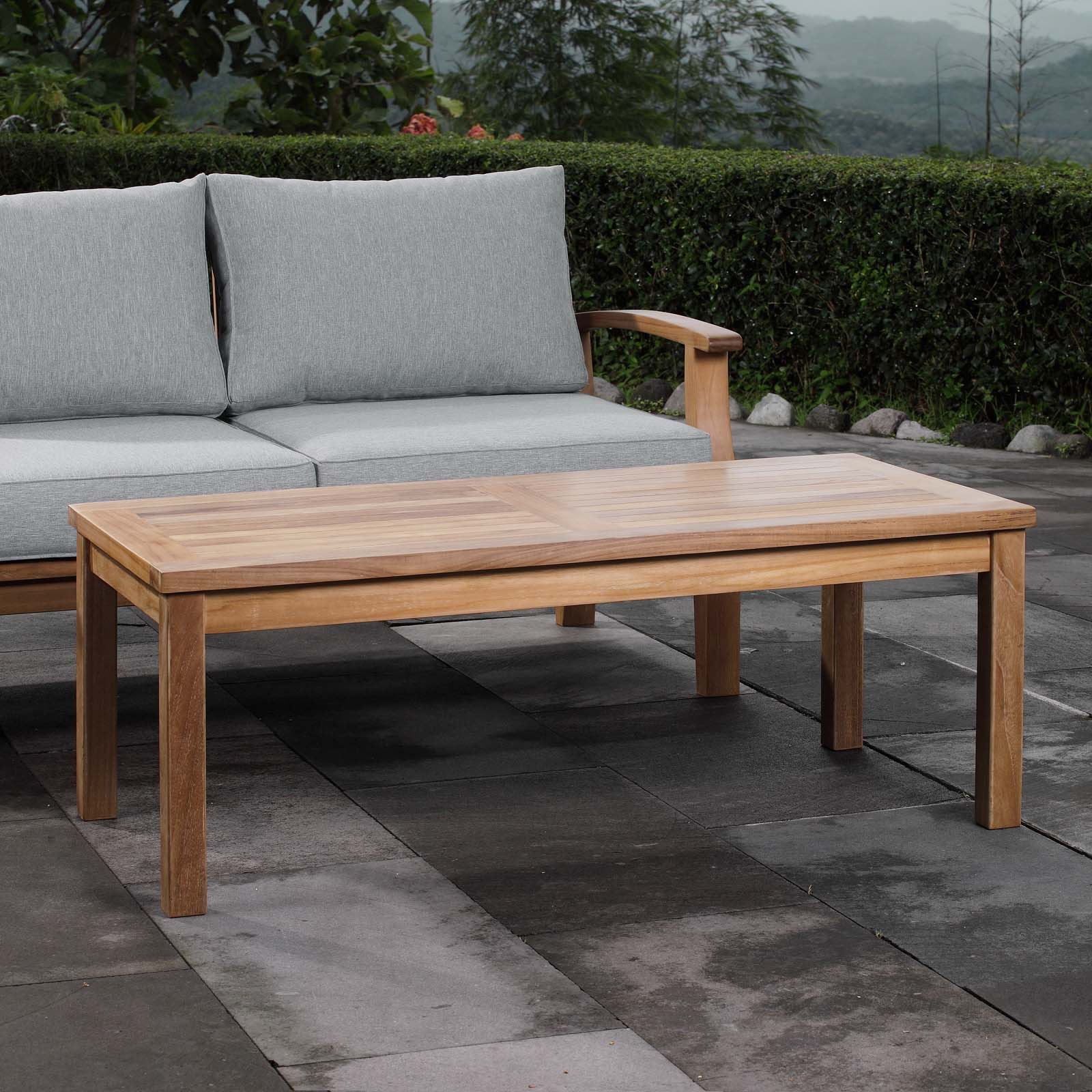 47" Natural Teak Wood Outdoor Patio Coffee Table - Image 5