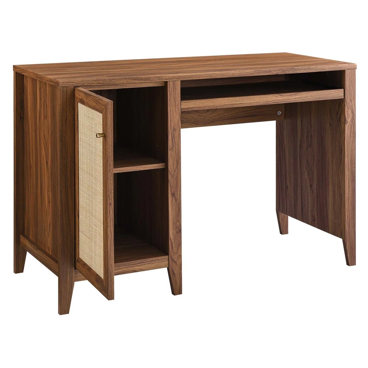 47" Rattan Office Desk with Storage and Shelving for Home & Office Workspaces - Image 6
