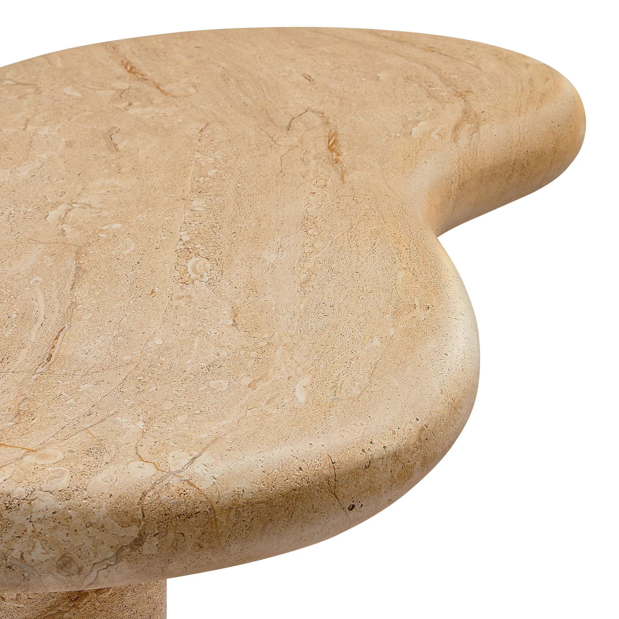 47" Travertine Concrete Indoor Outdoor Kidney-Shaped Coffee Table - Image 13