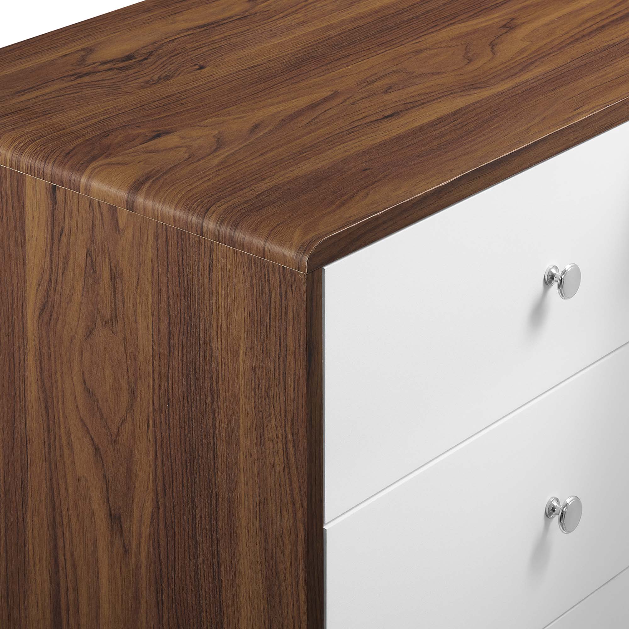 47" Walnut White Mid-Century 6-Drawer Bedroom Dresser - Image 7