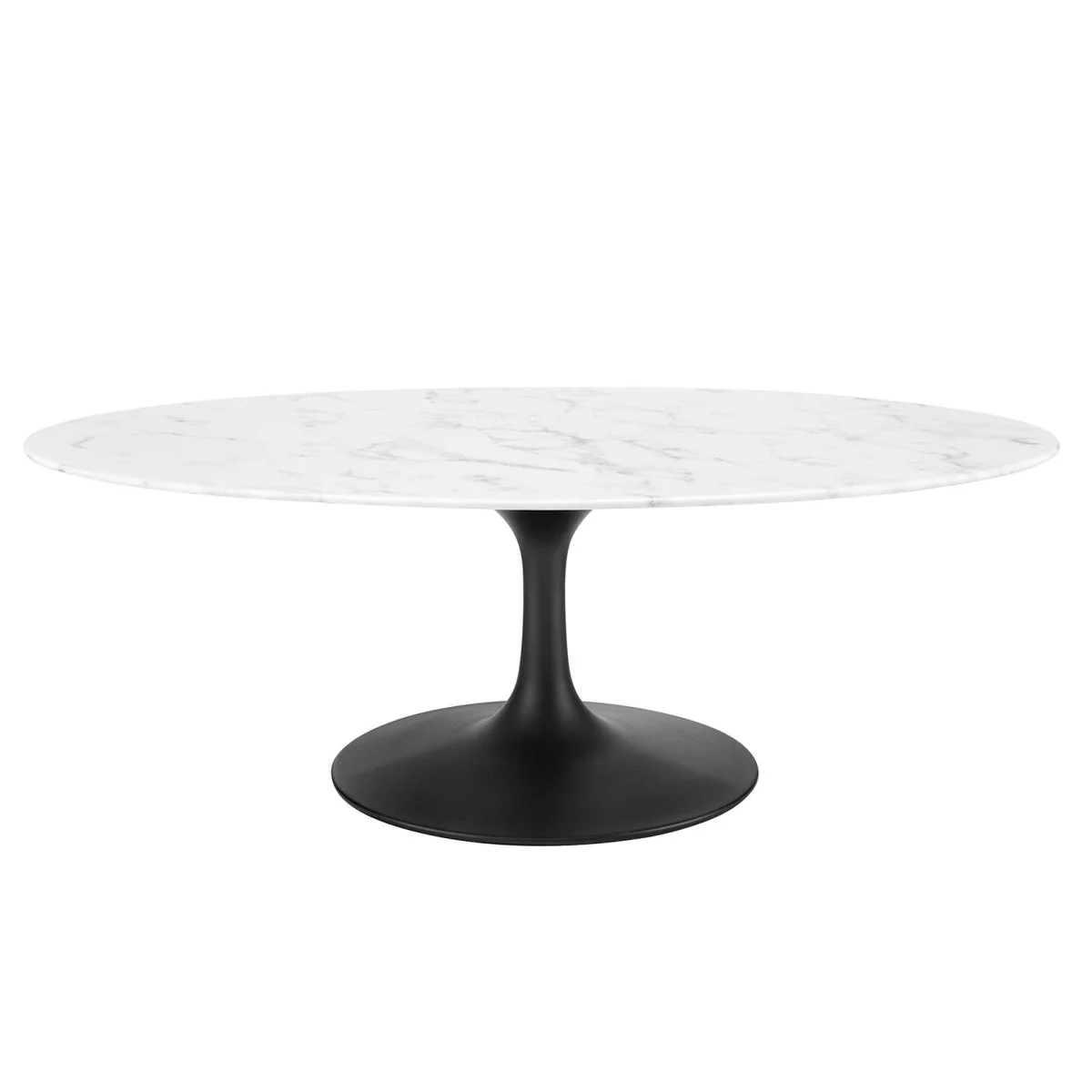 48 Inch Oval Artificial Marble Pedestal Coffee Table - Image 8