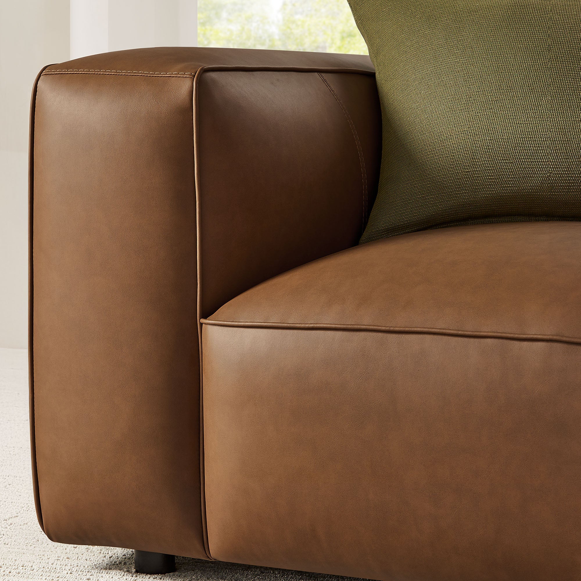 48 Inch Oversized Vegan Leather Club Chair with Sinuous Spring Support - Image 12