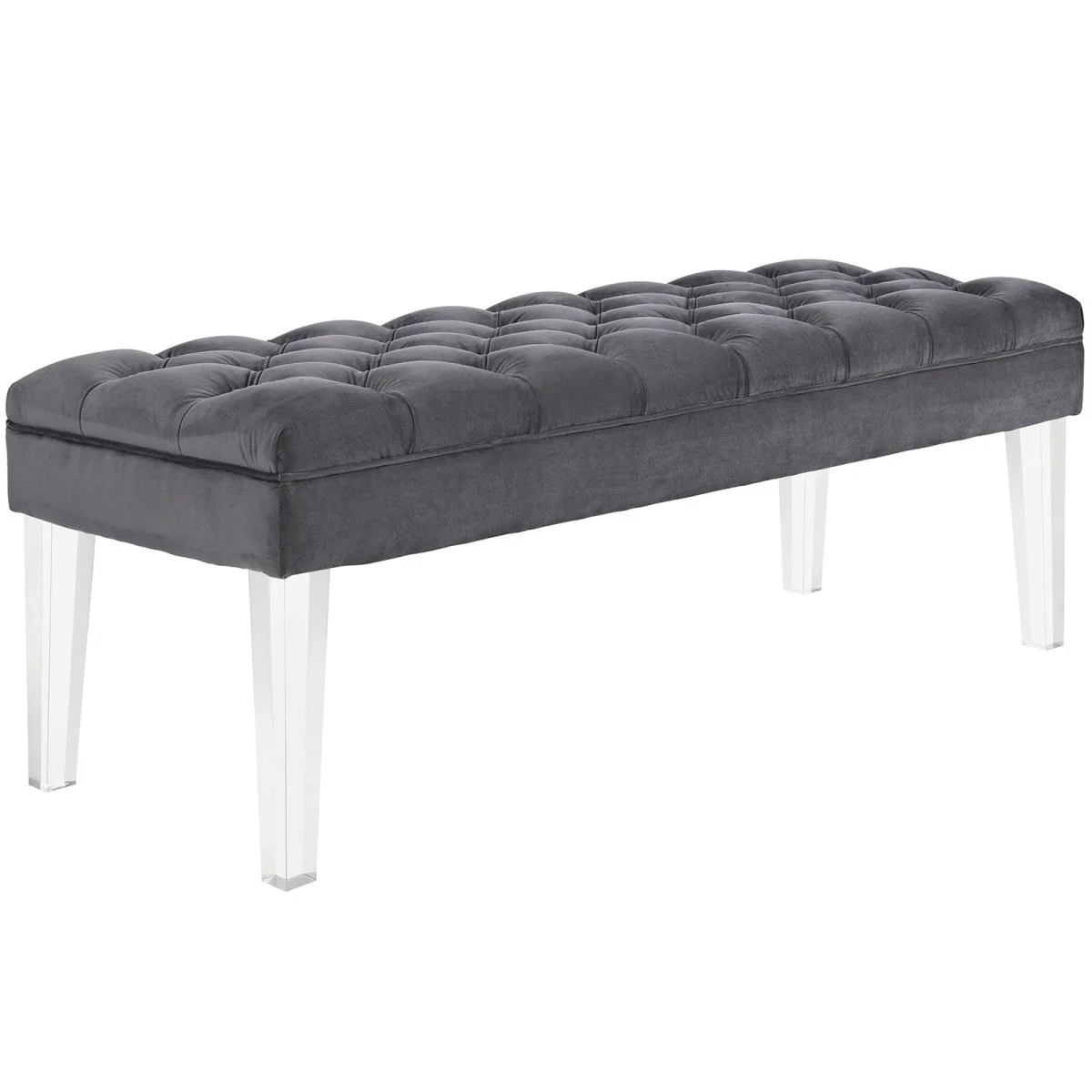 48 Inch Performance Velvet Accent Bench with Clear Acrylic Legs - Image 6