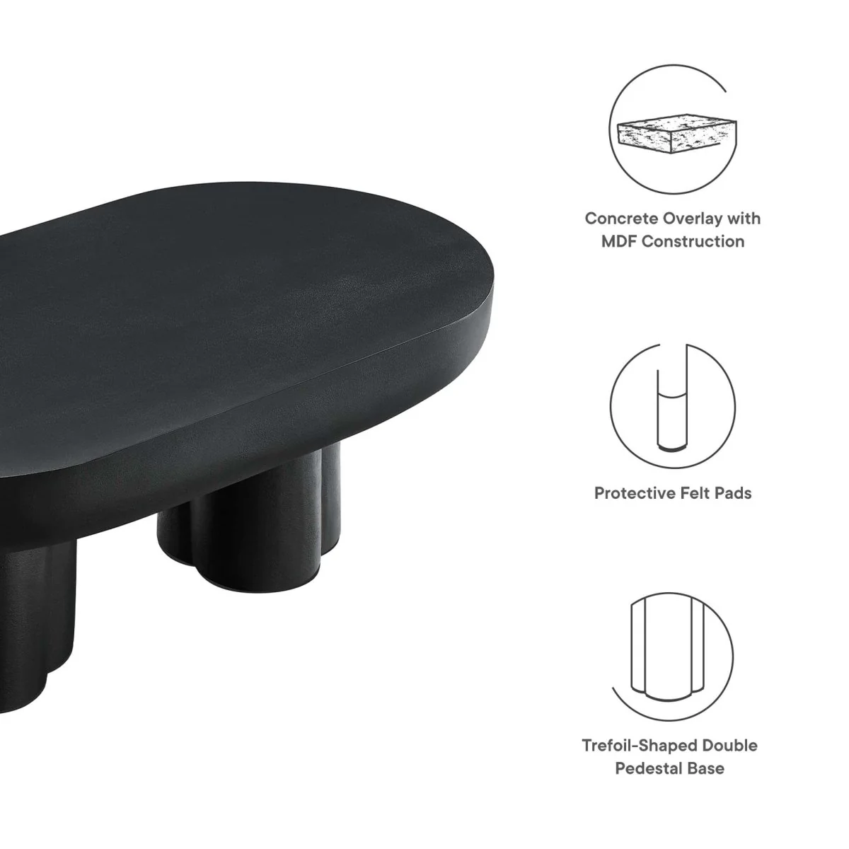 48 Inch Striking Oval Concrete Overlay Coffee Table - Image 9