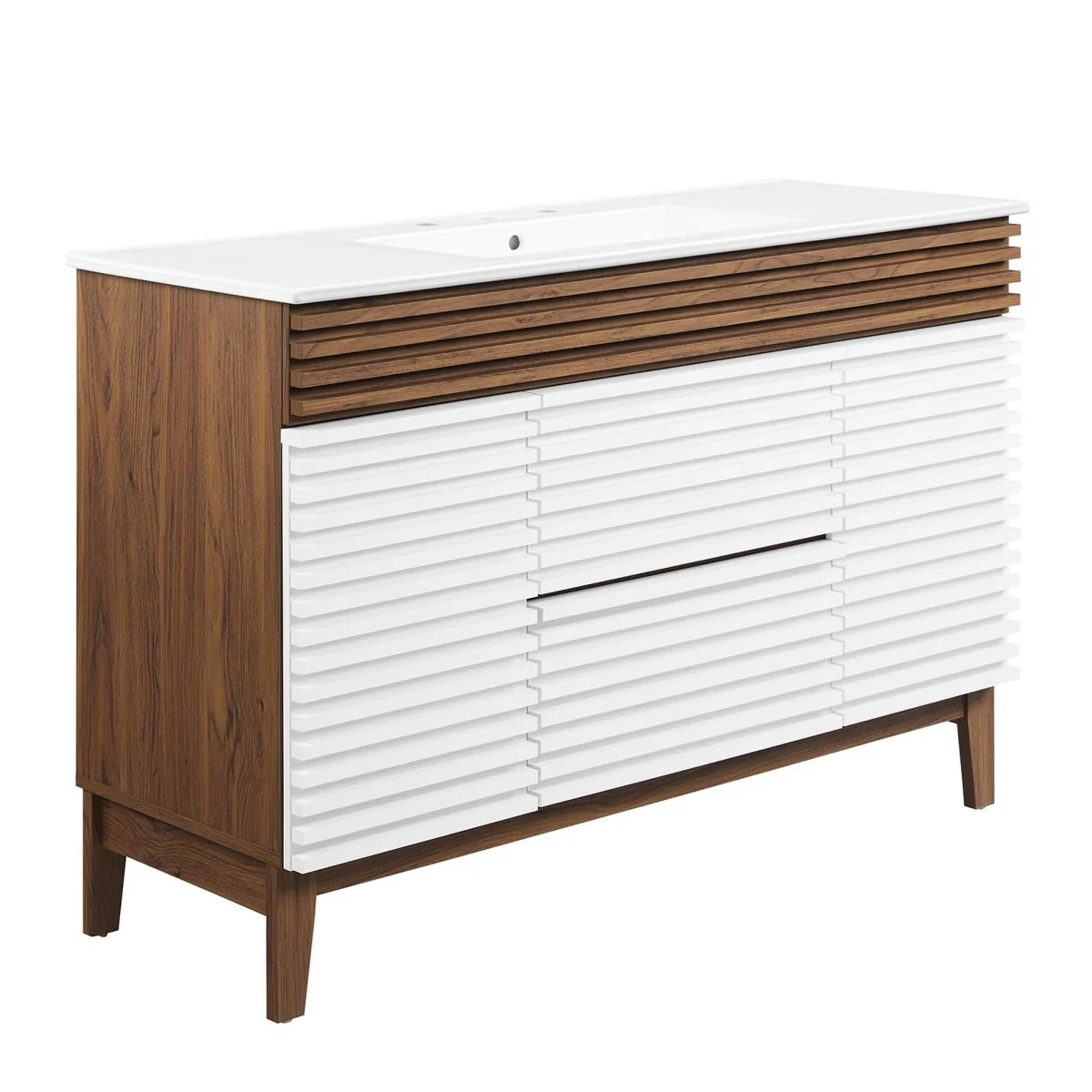 48" Mid-Century Bathroom Vanity with Sink(s) – Wood-Style Vanity Cabinet - Image 12