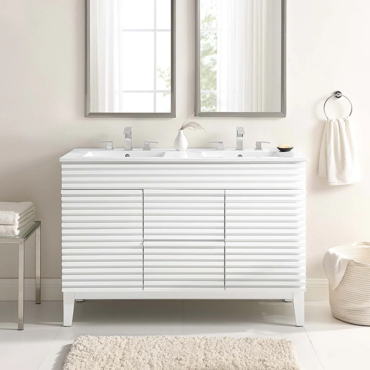 48" Mid-Century Bathroom Vanity with Sink(s) – Wood-Style Vanity Cabinet - Image 123