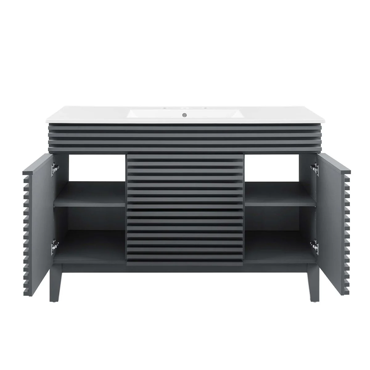 48" Mid-Century Bathroom Vanity with Sink(s) – Wood-Style Vanity Cabinet - Image 29