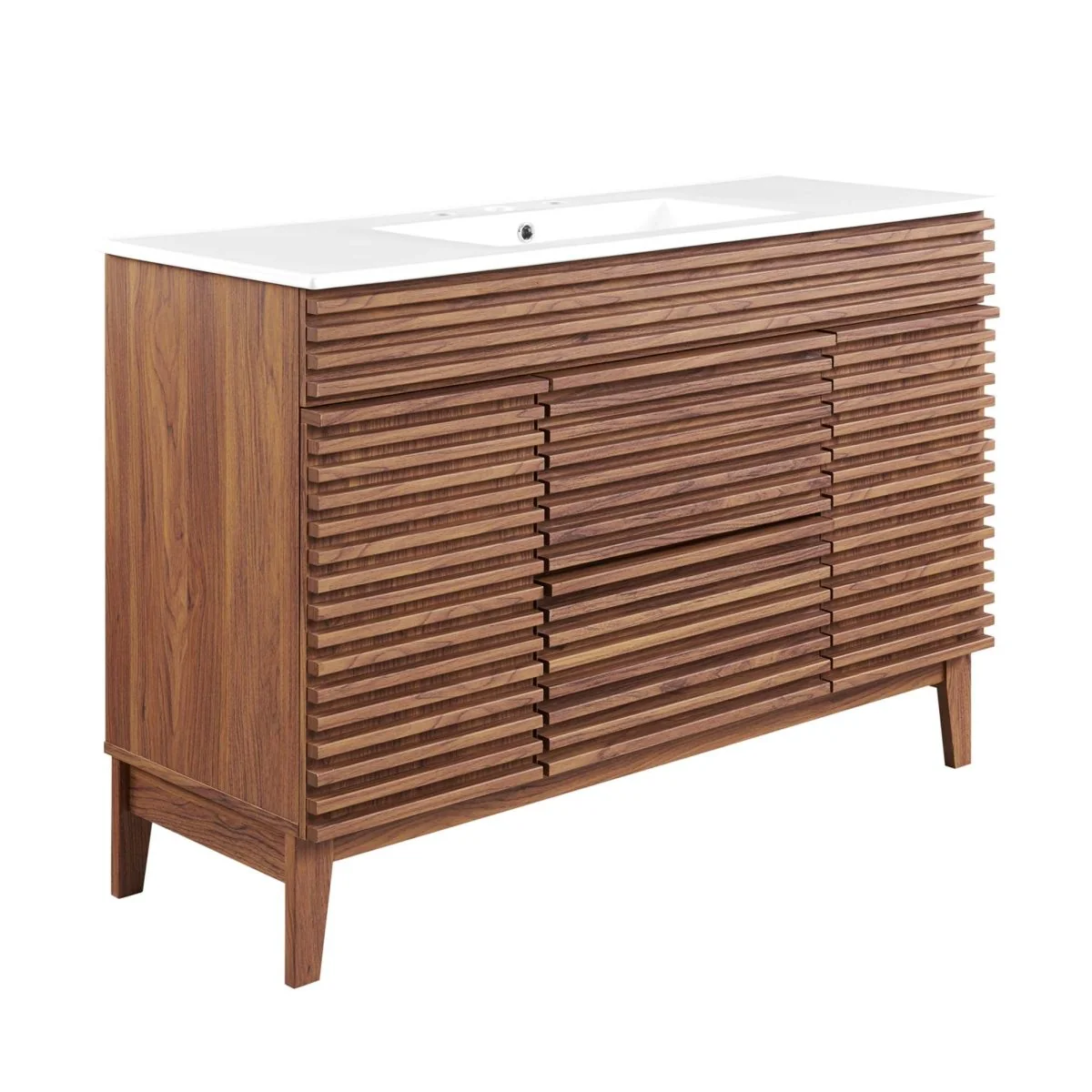 48" Mid-Century Bathroom Vanity with Sink(s) – Wood-Style Vanity Cabinet - Image 34