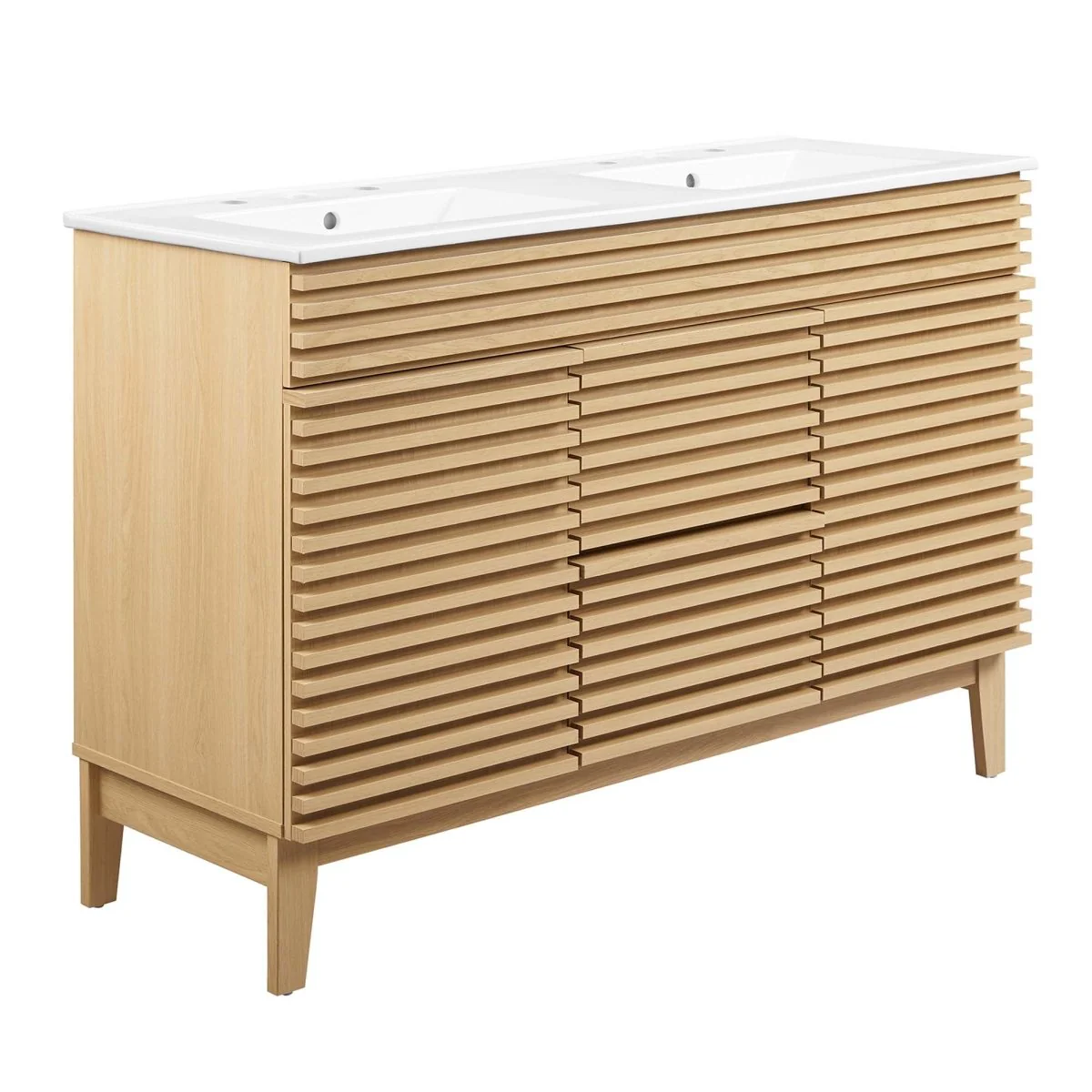 48" Mid-Century Bathroom Vanity with Sink(s) – Wood-Style Vanity Cabinet - Image 57