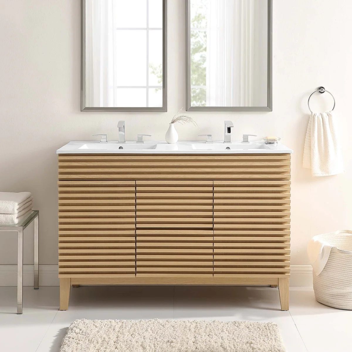 48" Mid-Century Bathroom Vanity with Sink(s) – Wood-Style Vanity Cabinet - Image 67