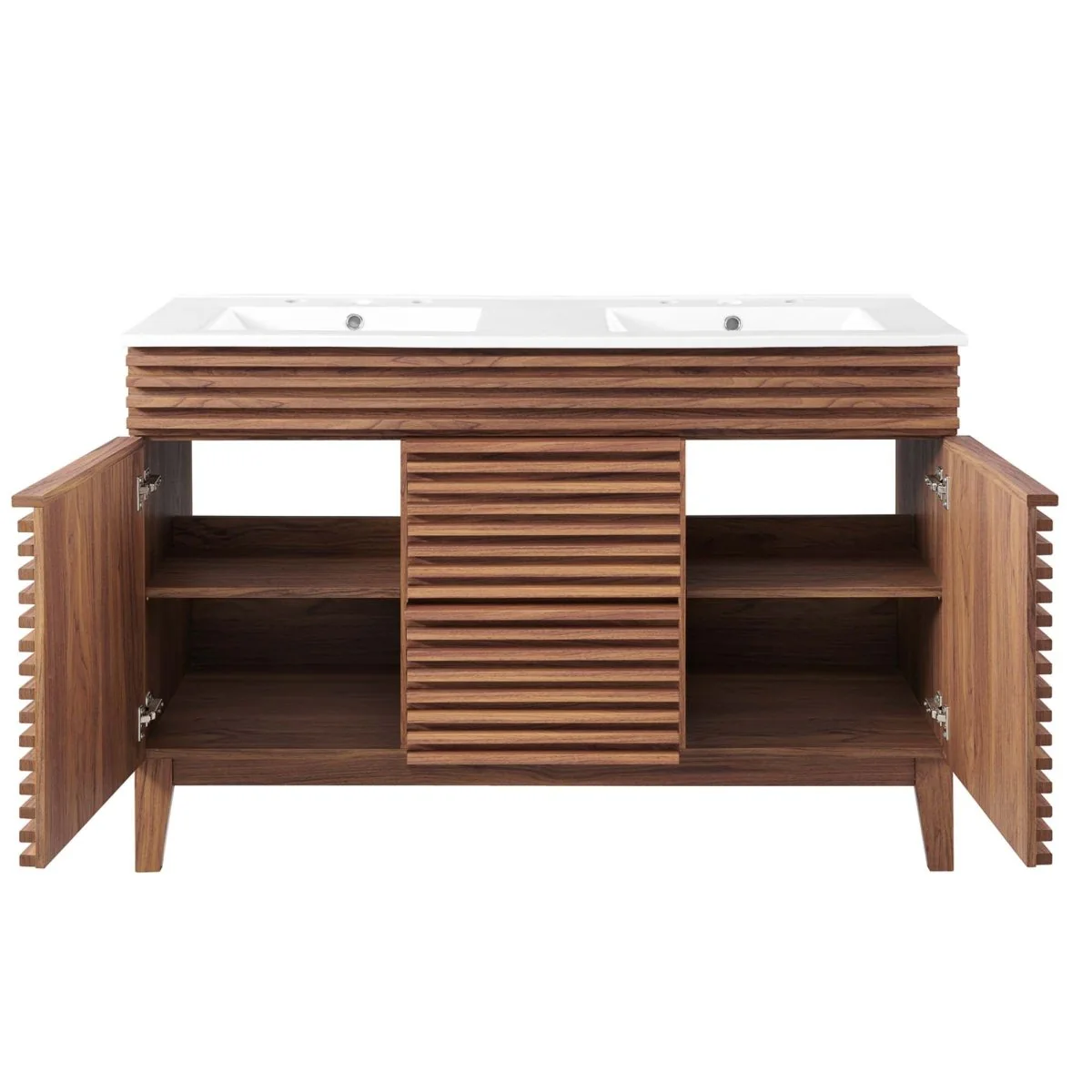 48" Mid-Century Bathroom Vanity with Sink(s) – Wood-Style Vanity Cabinet - Image 86
