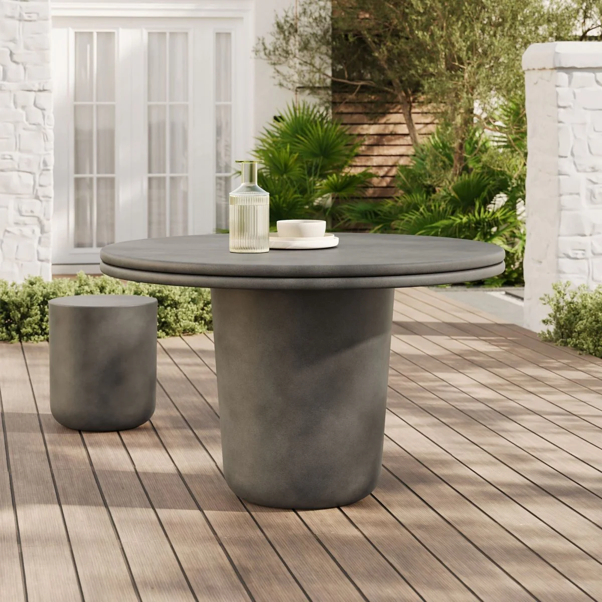 48" Round Concrete Indoor Outdoor Dining Table for Patio, Kitchen and Dining Areas - Image 22