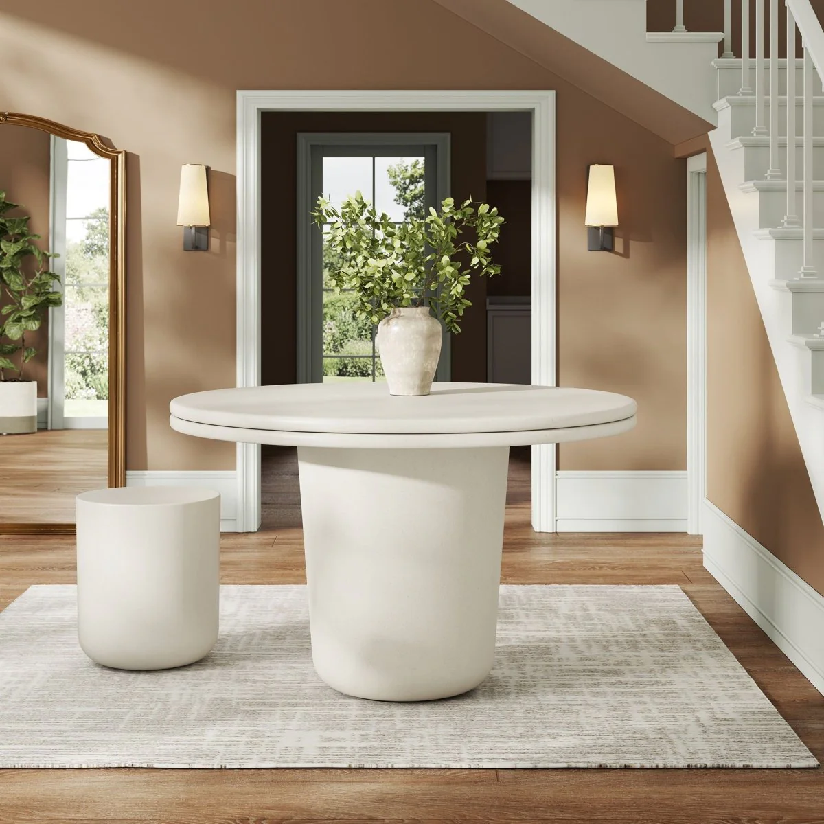 48" Round Concrete Indoor Outdoor Dining Table for Patio, Kitchen and Dining Areas - Image 5