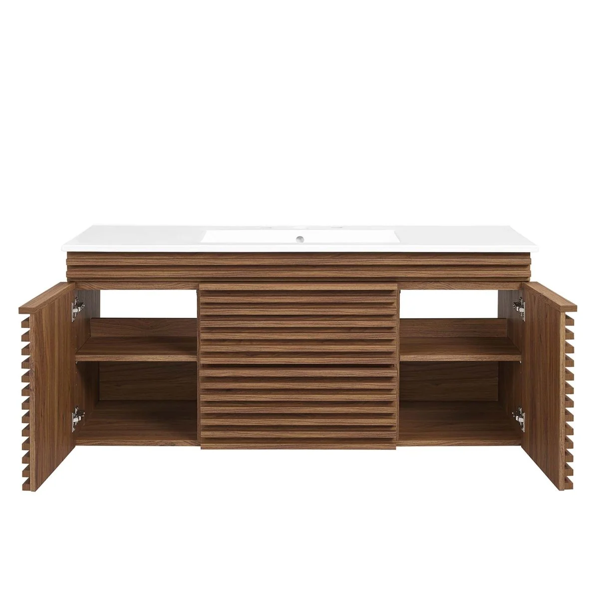 48" Wall-Mount Double Sink Bathroom Vanity — Modern Floating Design with Cabinet Storage - Image 157