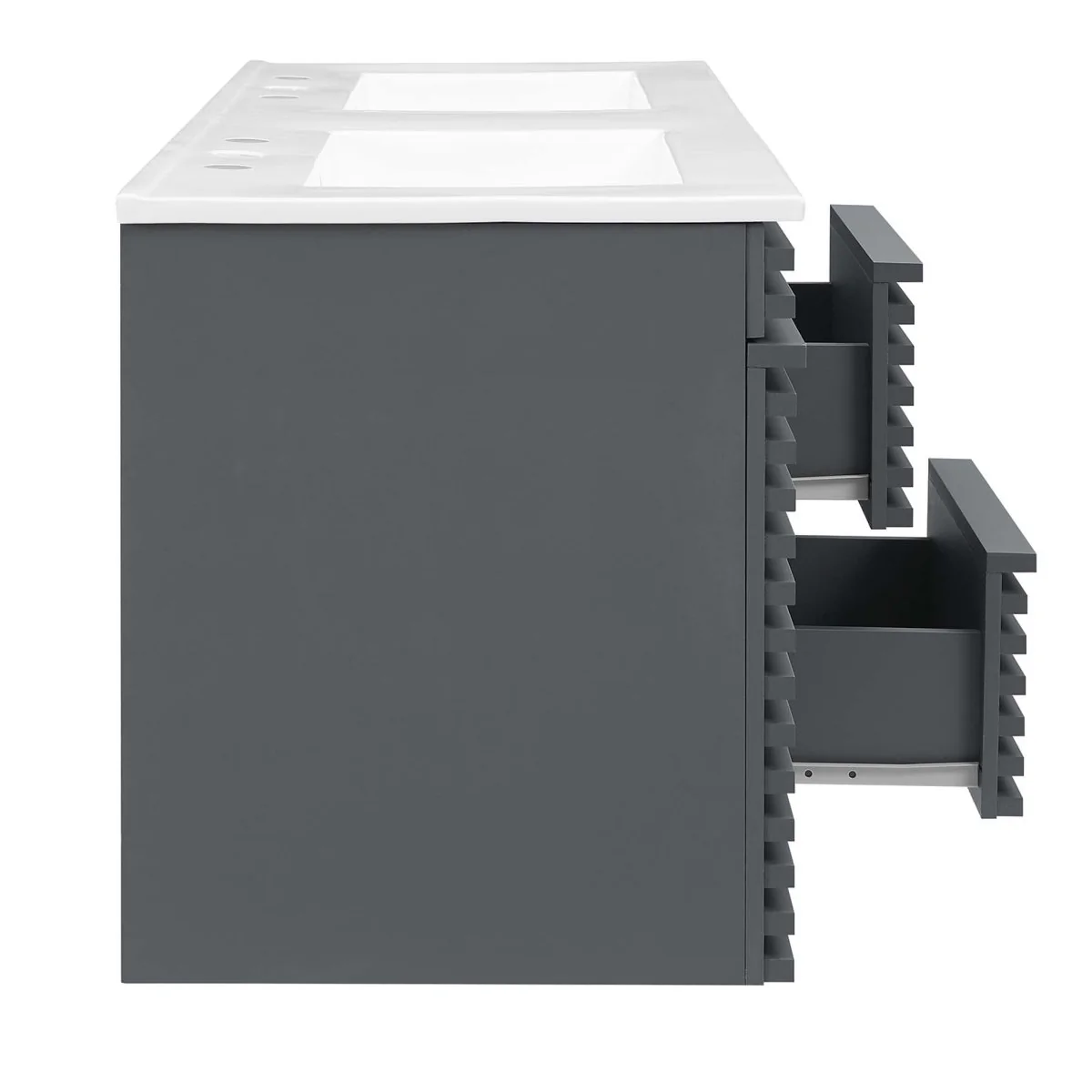 48" Wall-Mount Double Sink Bathroom Vanity — Modern Floating Design with Cabinet Storage - Image 26