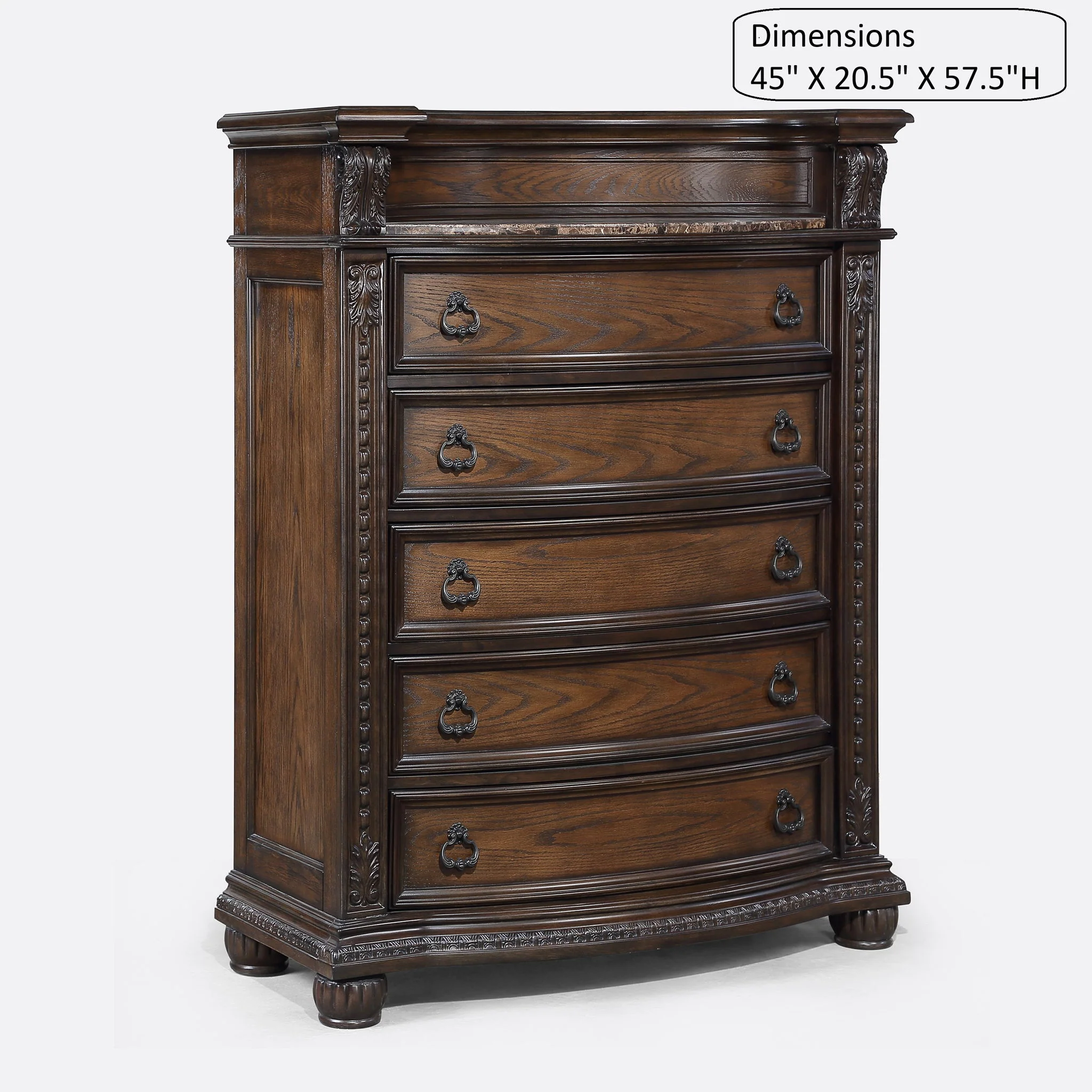 5 Drawer Tall Chest - Brown / Coffee - Image 2