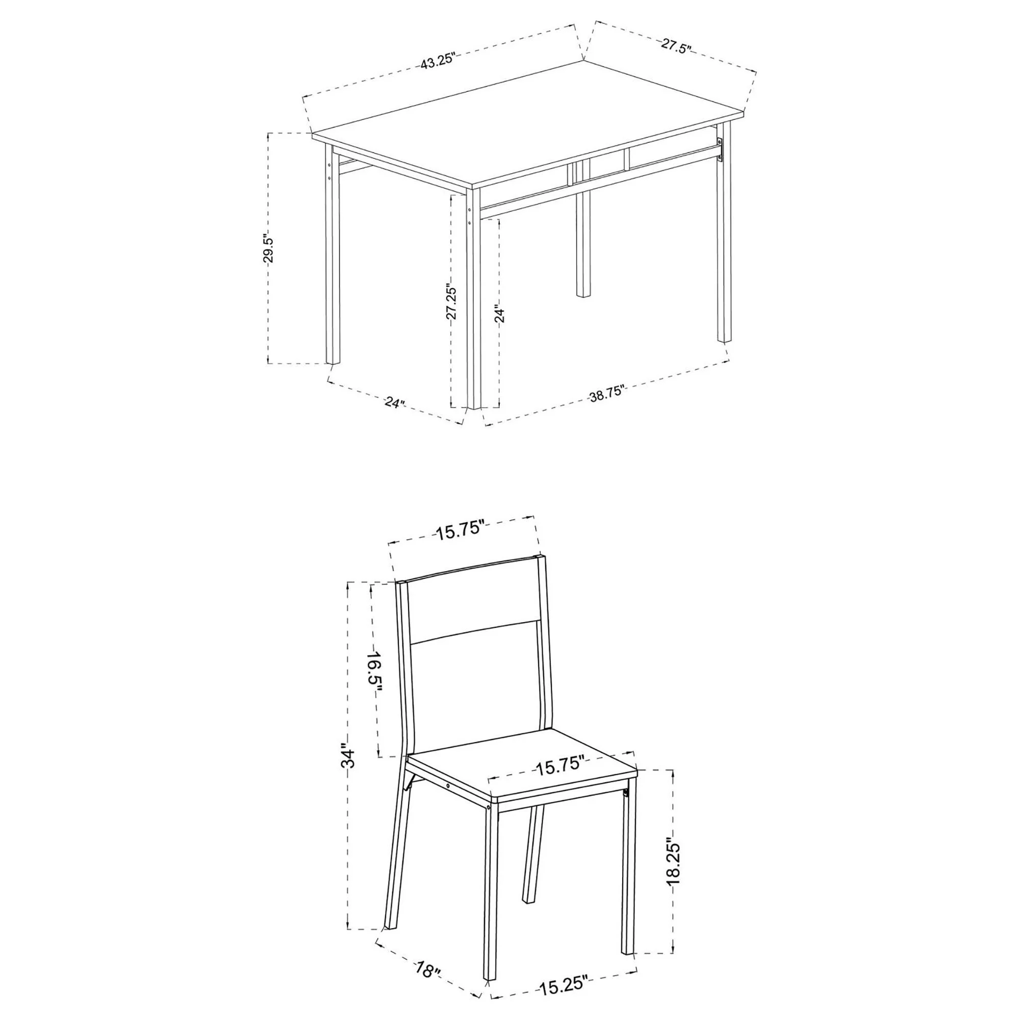 5 Piece Dining Set - Black - Image 4