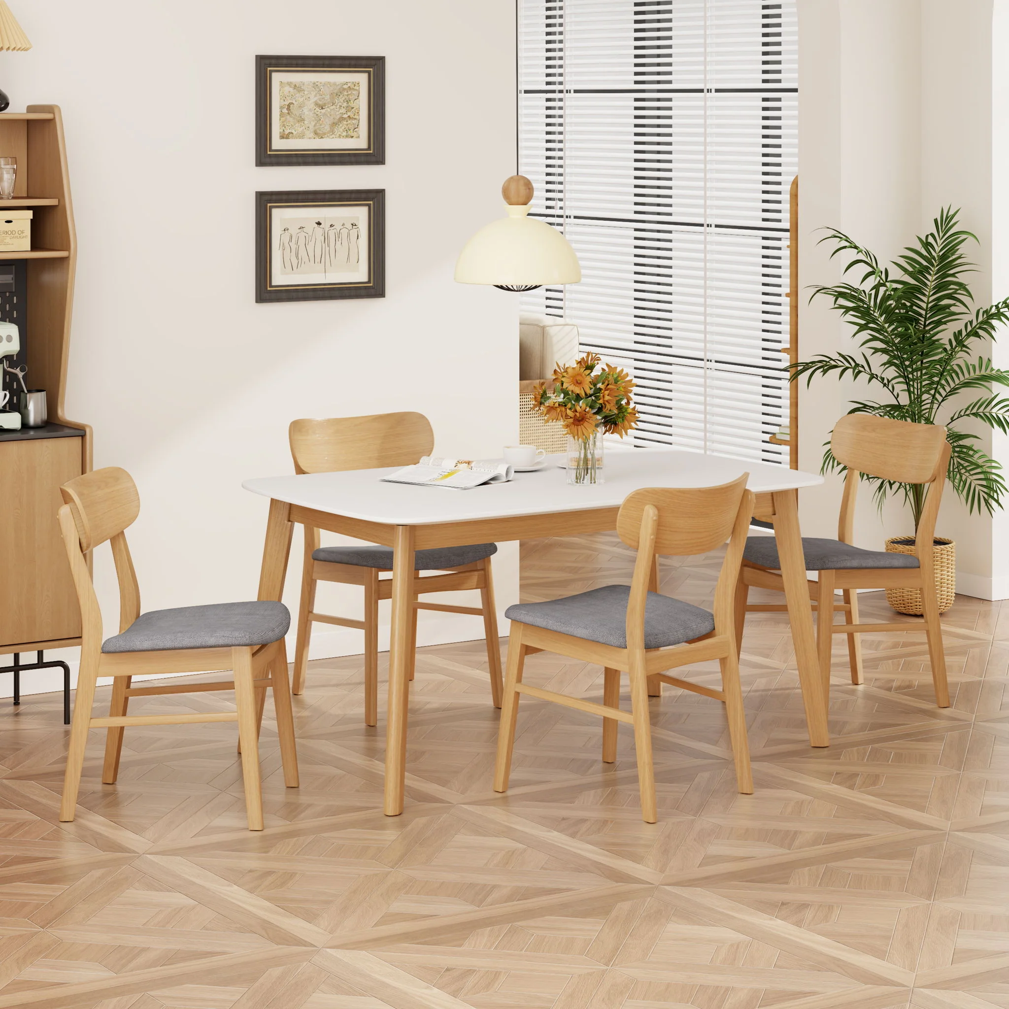 5 Piece Dining Set With Table And Upholstered Chairs - Image 5