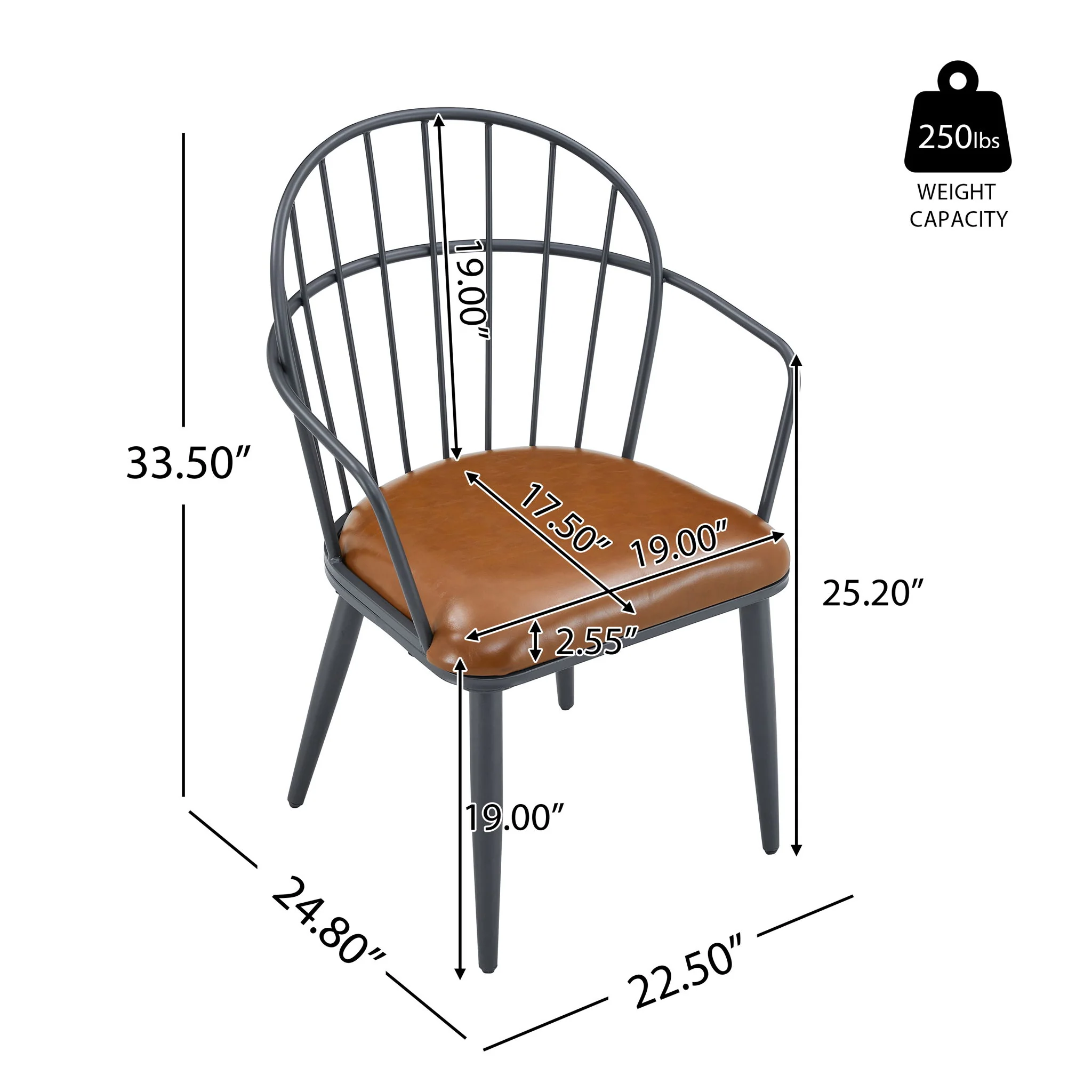 5 Piece Industrial Style Indoor Upholstered Dining Set With Metal Legs - Brown - Image 6