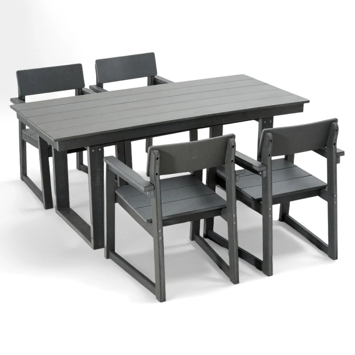 5 Piece Outdoor Dining Set, Table With Umbrella Hole And 4 Armrest Chairs - Image 3