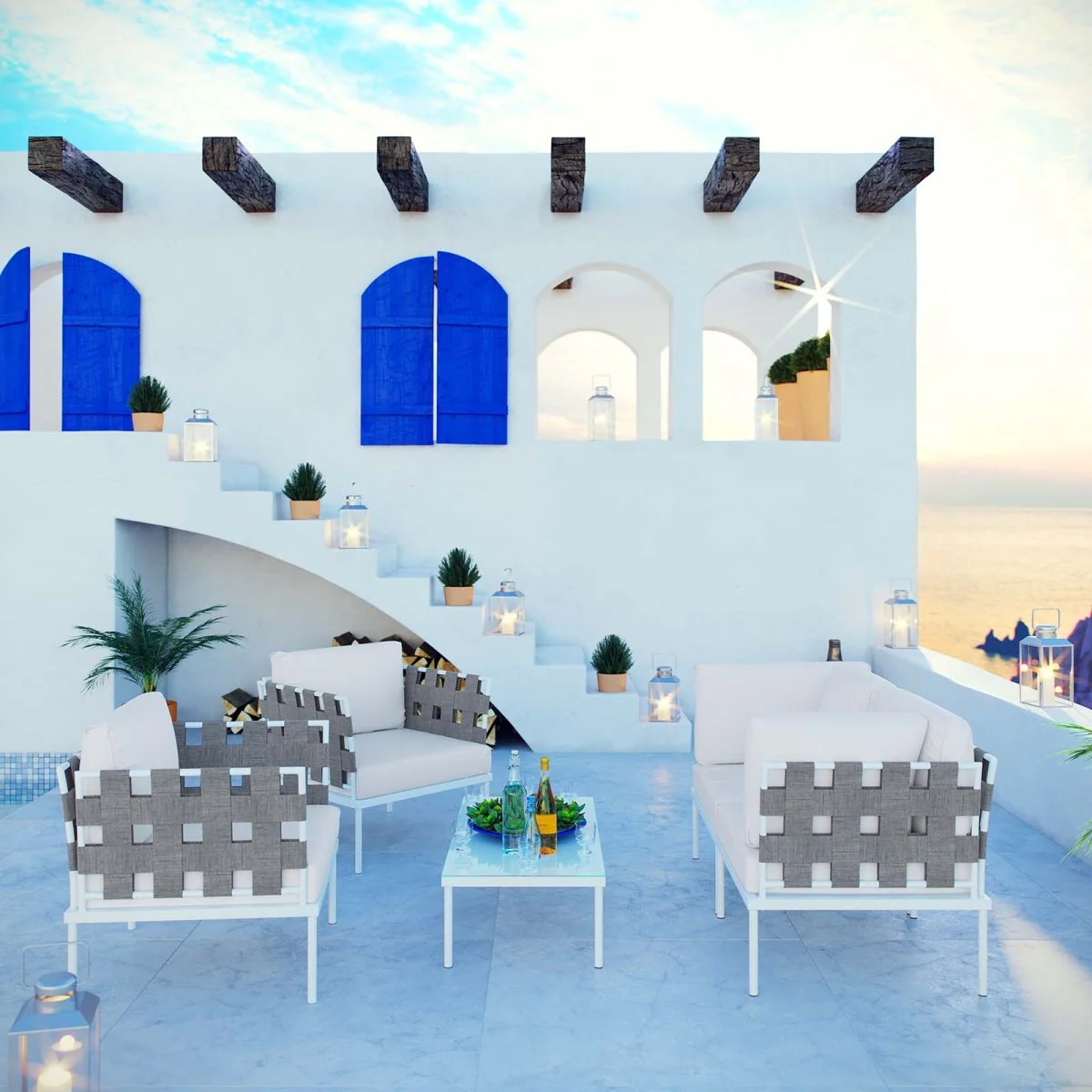 5-Piece Outdoor Patio Aluminum Sectional Sofa Set - Image 28