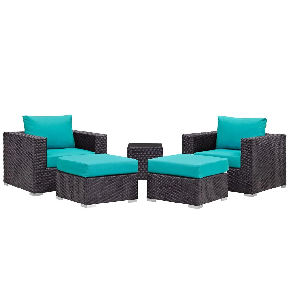 5-Piece Outdoor Patio Rattan Aluminum Sectional Sofa Set - Image 15