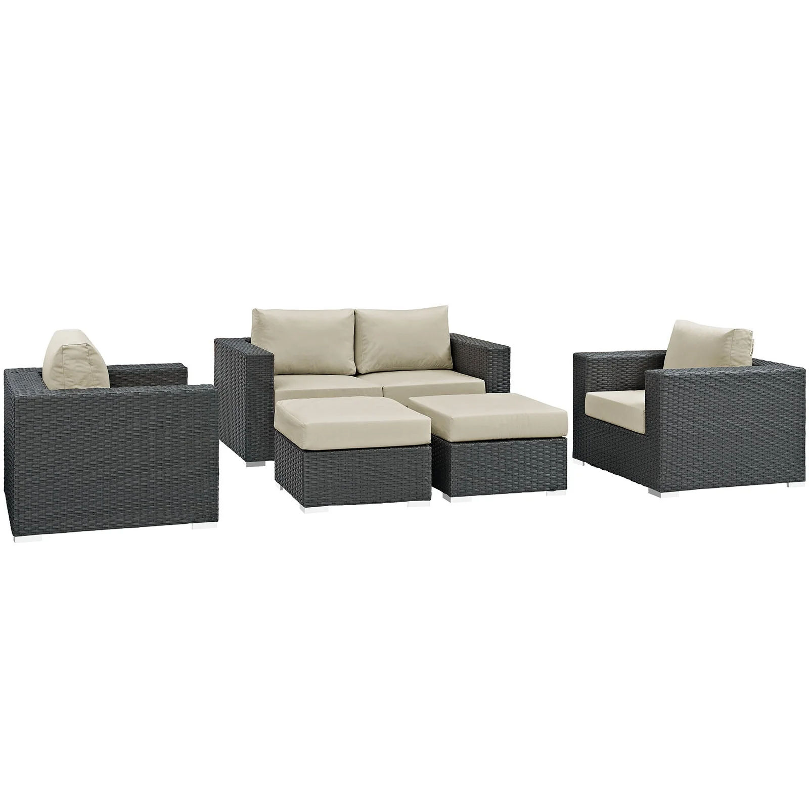 5-Piece Outdoor Sunbrella Fabric Patio Sectional Set